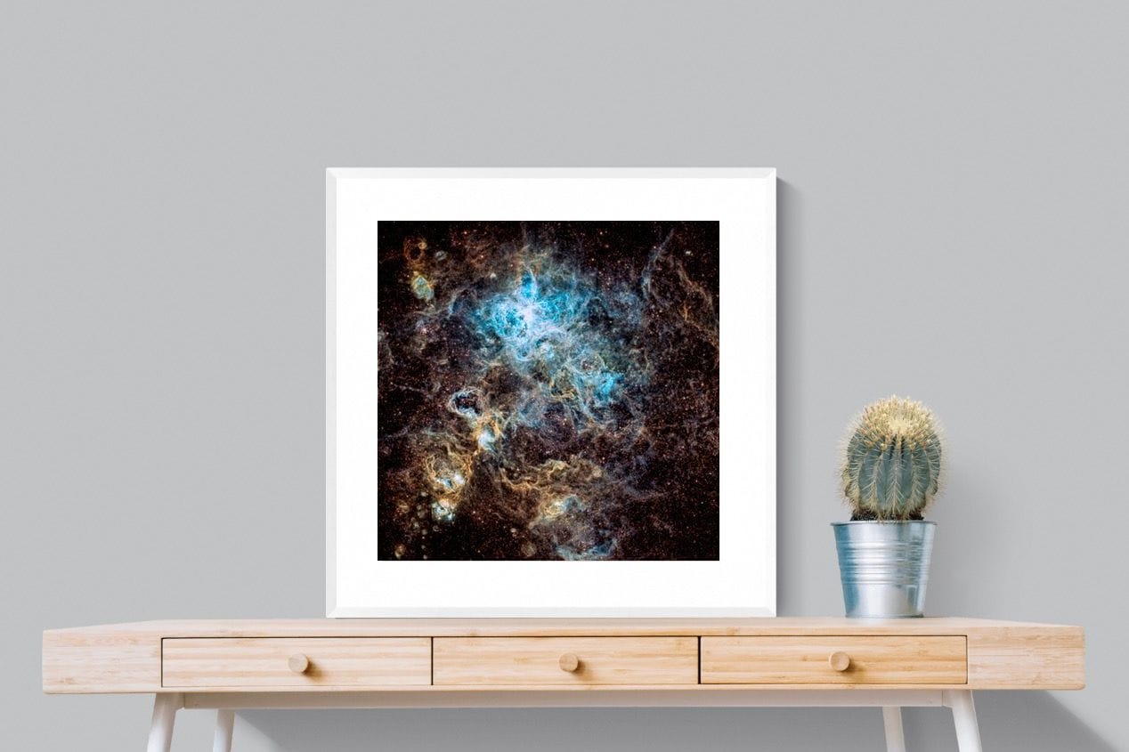 Tarantula Nebula-Wall_Art-80 x 80cm-Framed Print-White-Pixalot
