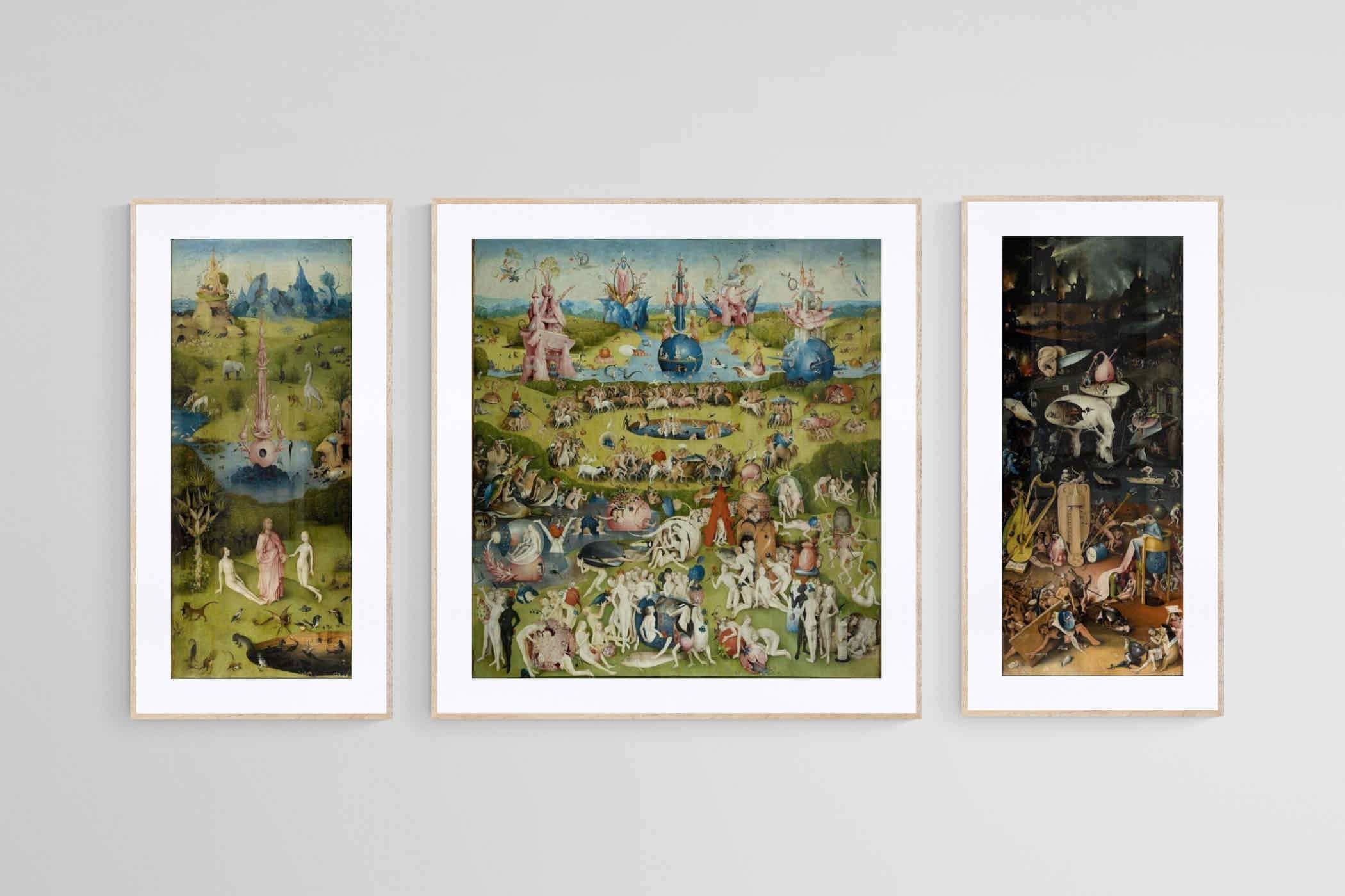 The Garden of Earthly Delights-Wall_Art-55 x 60cm (x1) + 25 x 60cm (x2)-Framed Print-Wood-Pixalot
