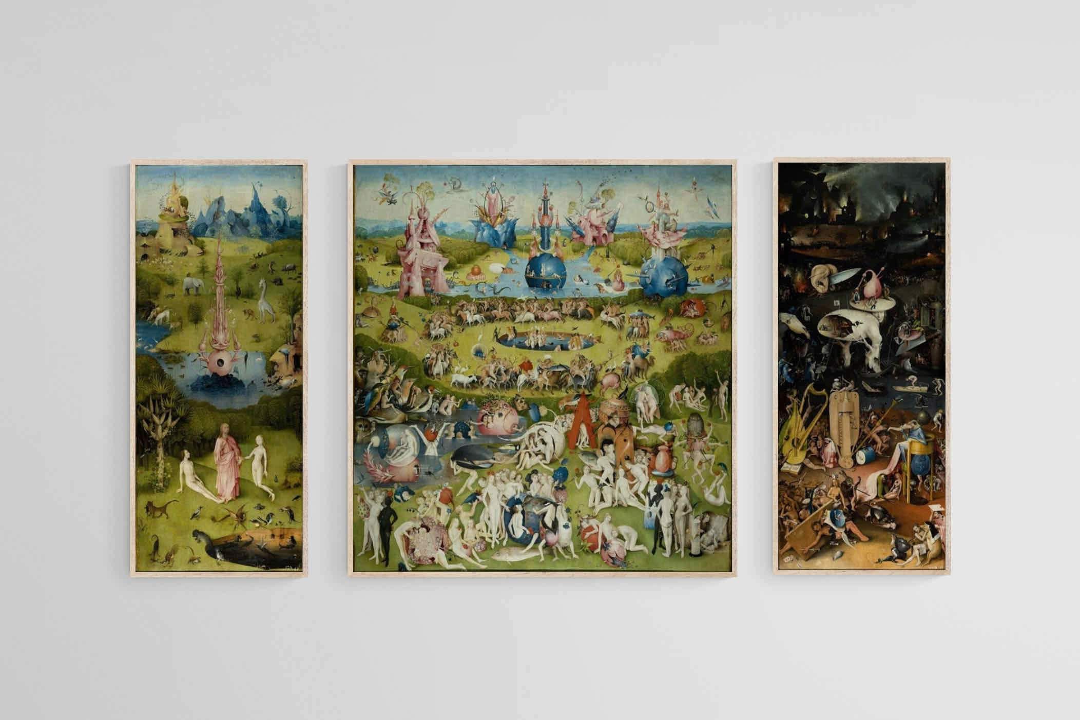 The Garden of Earthly Delights-Wall_Art-55 x 60cm (x1) + 25 x 60cm (x2)-Mounted Canvas-Wood-Pixalot