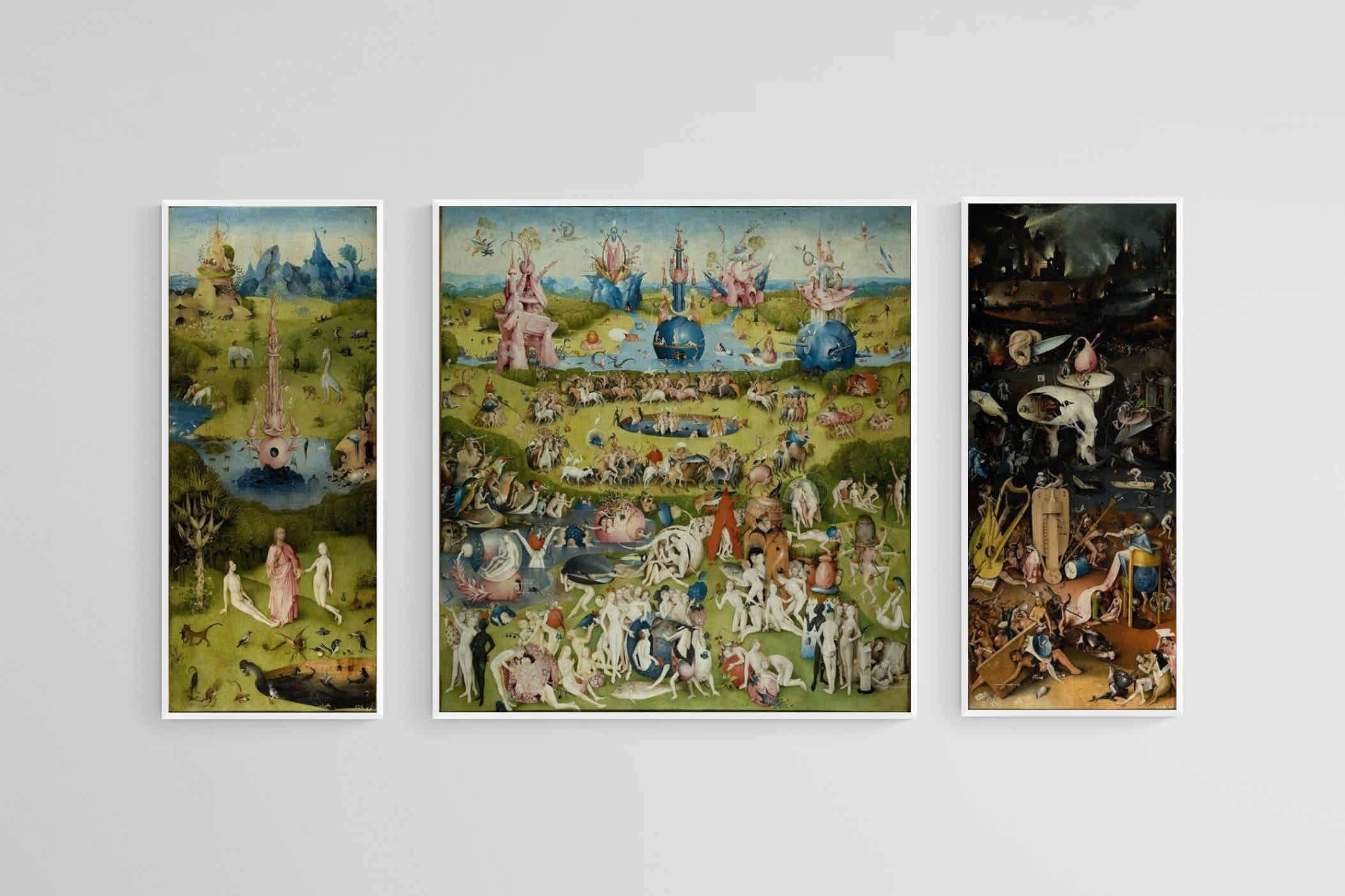 The Garden of Earthly Delights-Wall_Art-55 x 60cm (x1) + 25 x 60cm (x2)-Mounted Canvas-White-Pixalot