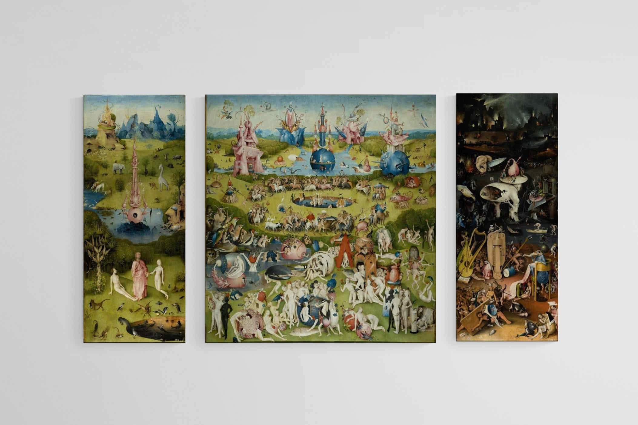 The Garden of Earthly Delights-Wall_Art-55 x 60cm (x1) + 25 x 60cm (x2)-Mounted Canvas-No Frame-Pixalot