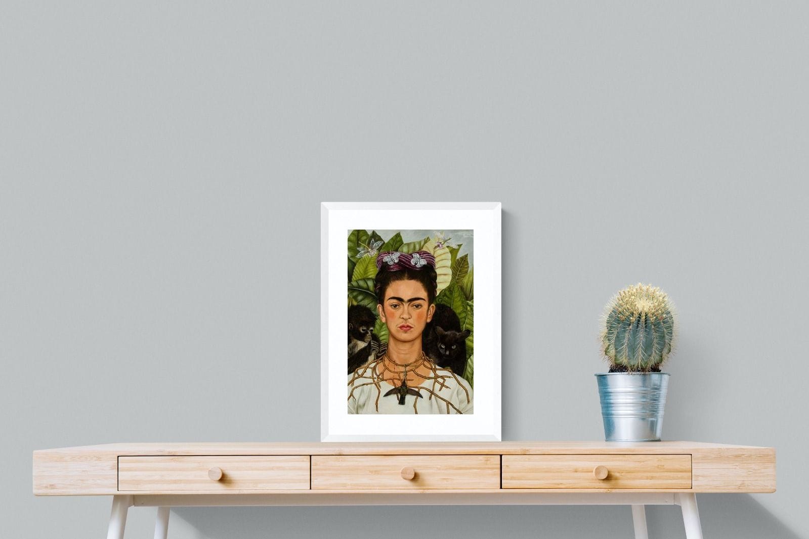 Thorn Necklace & Hummingbird-Wall_Art-45 x 60cm-Framed Print-White-Pixalot