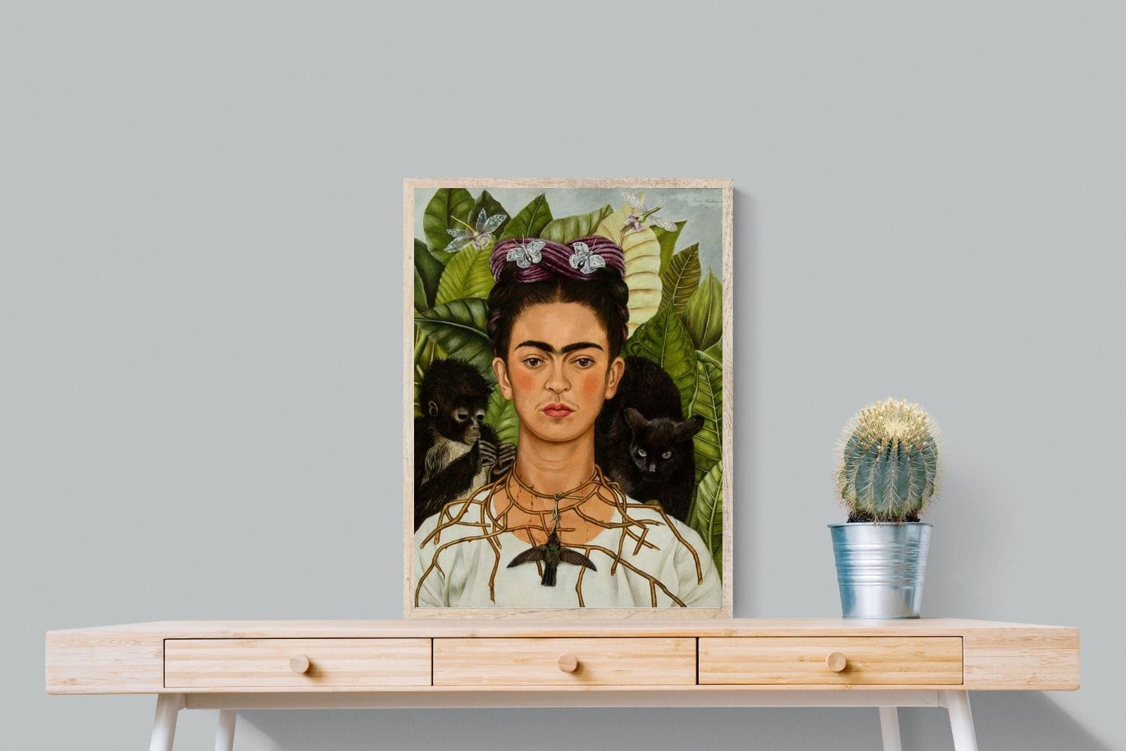 Thorn Necklace & Hummingbird-Wall_Art-60 x 80cm-Mounted Canvas-Wood-Pixalot