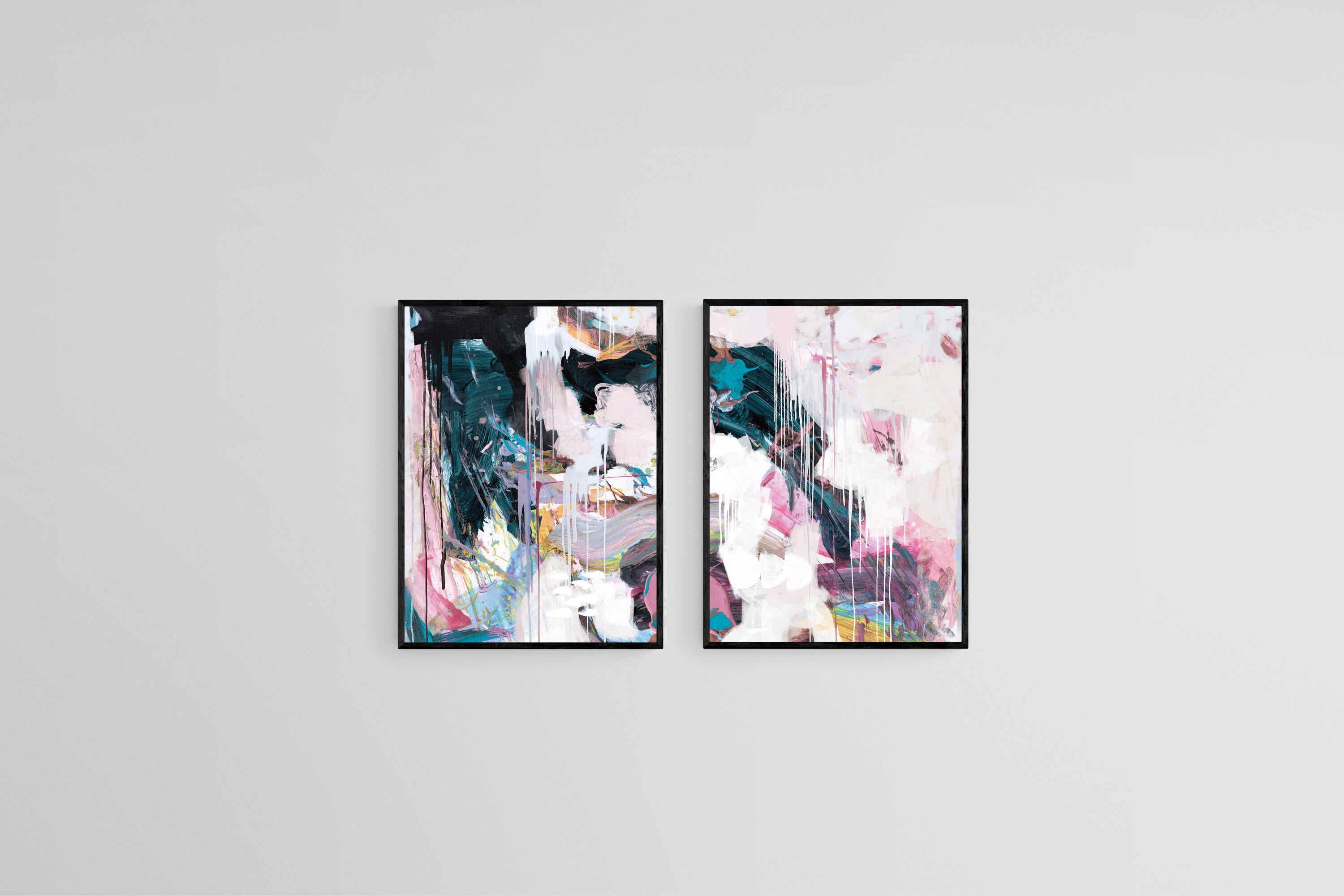 Time Set-Wall_Art-45 x 60cm (x2)-Mounted Canvas-Black-Pixalot