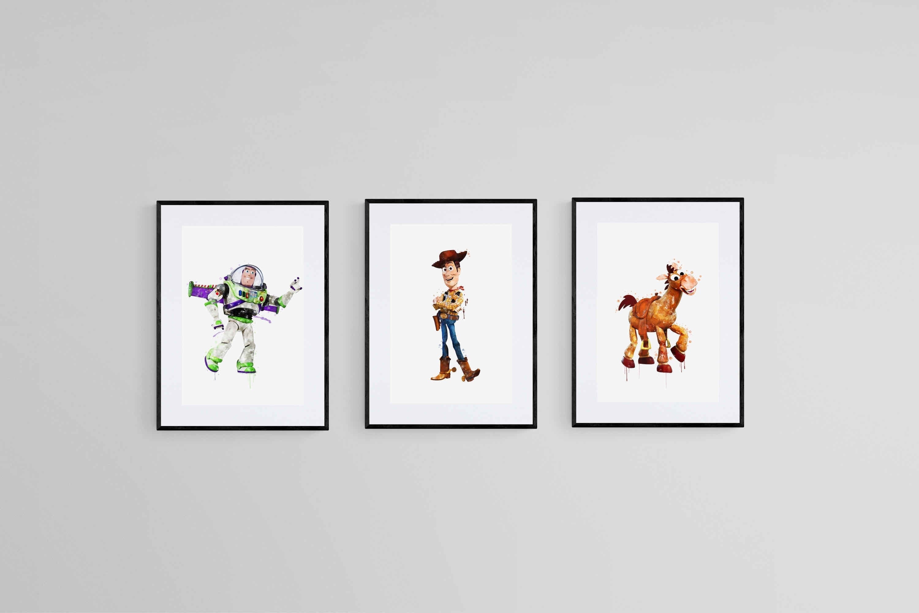 Toy Story Set of 3-Wall_Art-45 x 60cm (x3)-Framed Print-Black-Pixalot