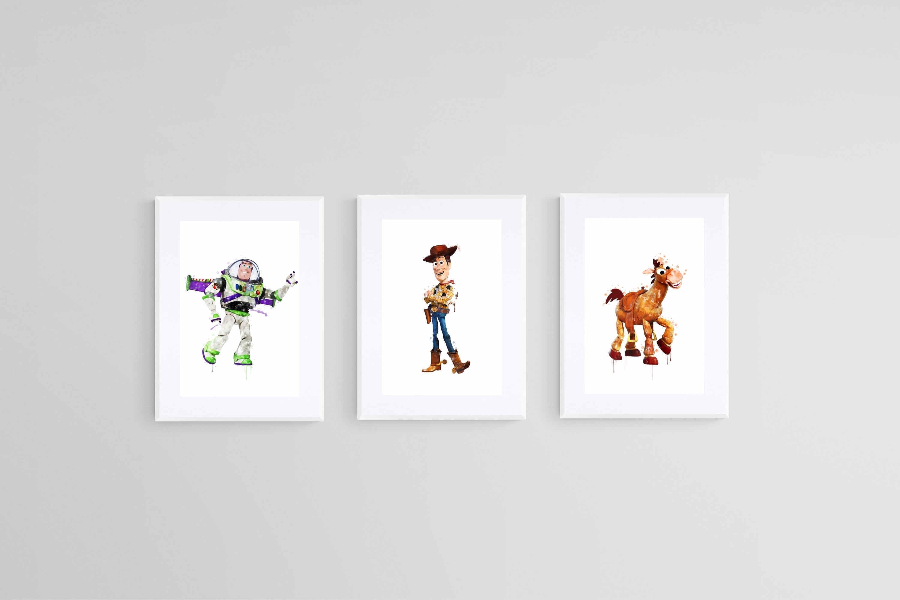 Toy Story Set of 3-Wall_Art-45 x 60cm (x3)-Framed Print-White-Pixalot