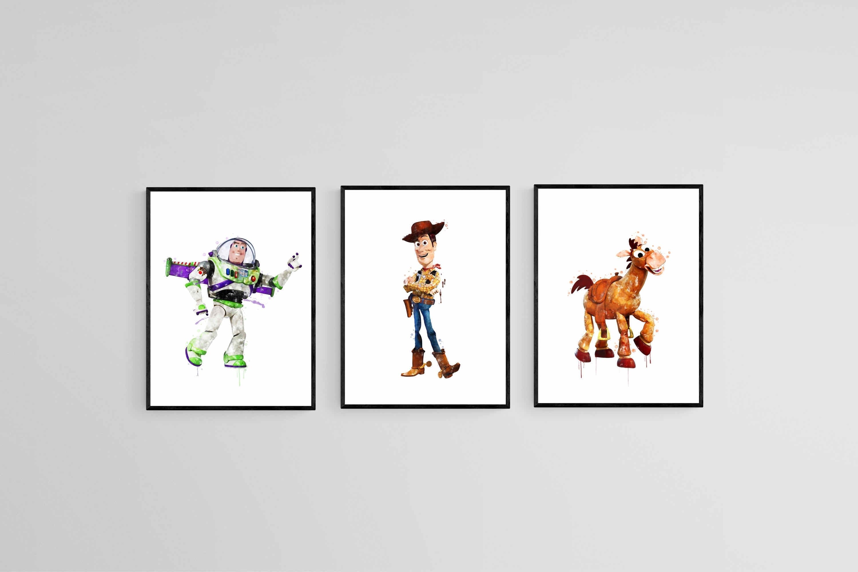 Toy Story Set of 3-Wall_Art-45 x 60cm (x3)-Mounted Canvas-Black-Pixalot