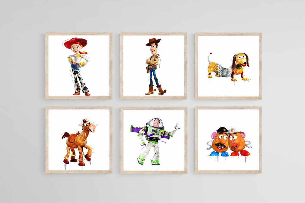 Toy Story Set of 6-Wall_Art-30 x 30cm (x6)-Mounted Canvas-Wood-Pixalot