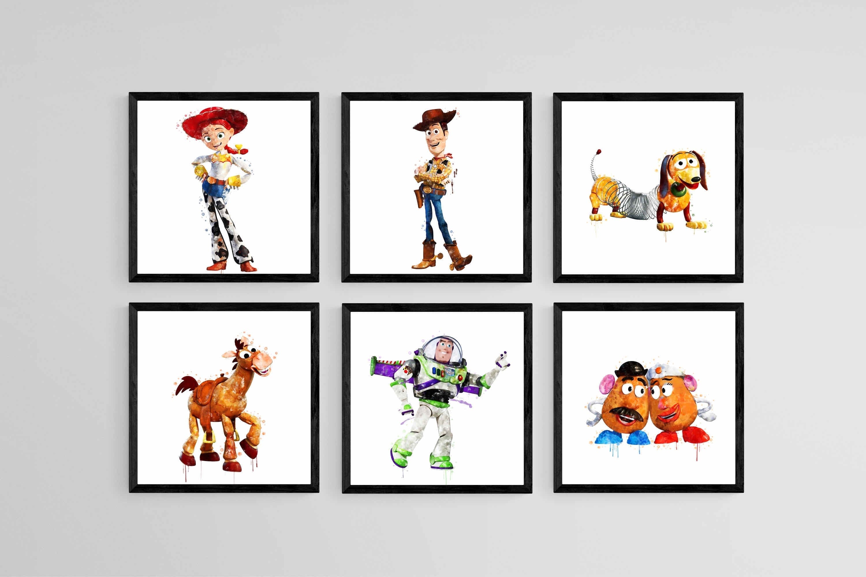 Toy Story Set of 6-Wall_Art-30 x 30cm (x6)-Mounted Canvas-Black-Pixalot