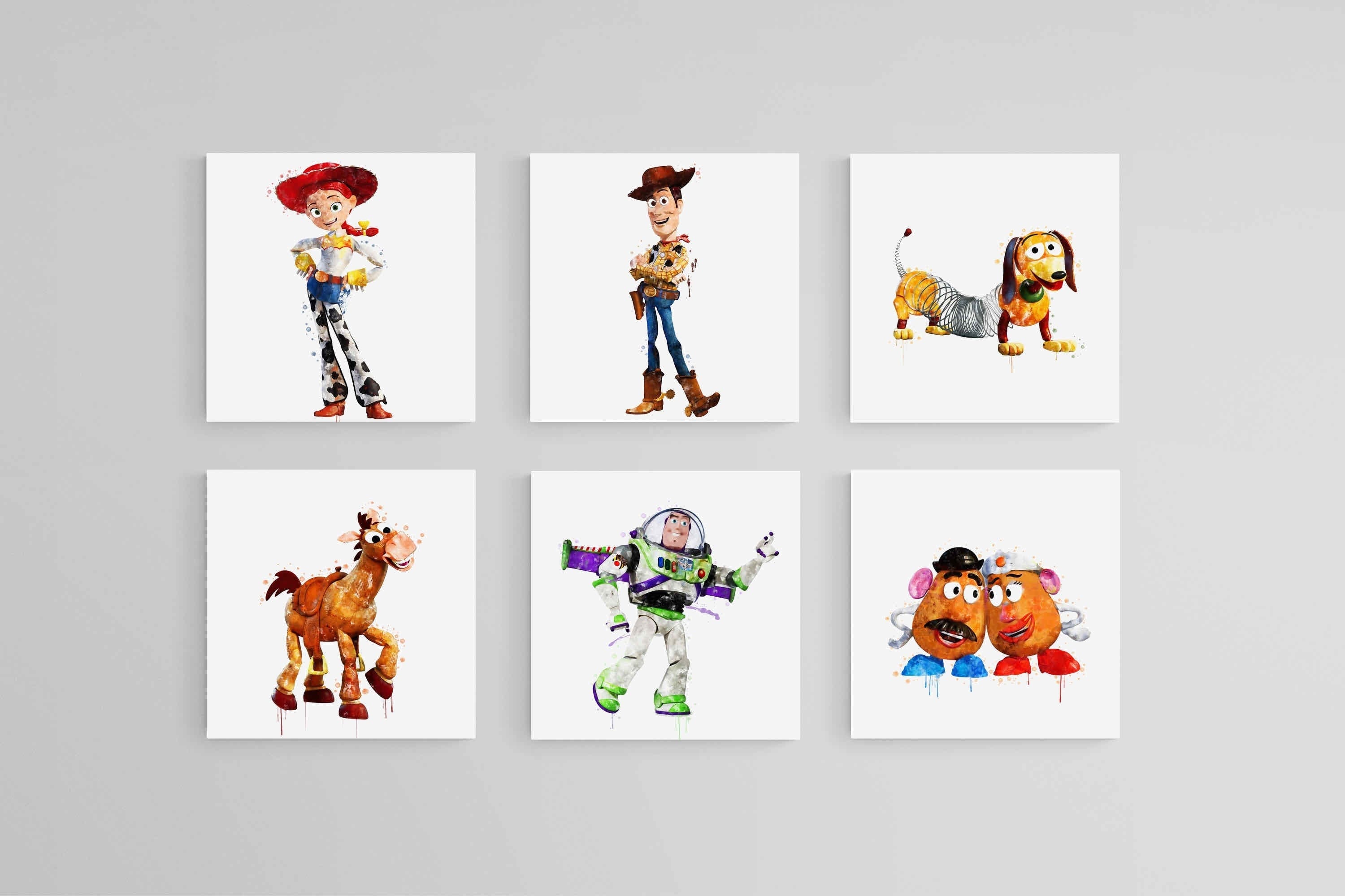 Toy Story Set of 6-Wall_Art-30 x 30cm (x6)-Mounted Canvas-No Frame-Pixalot
