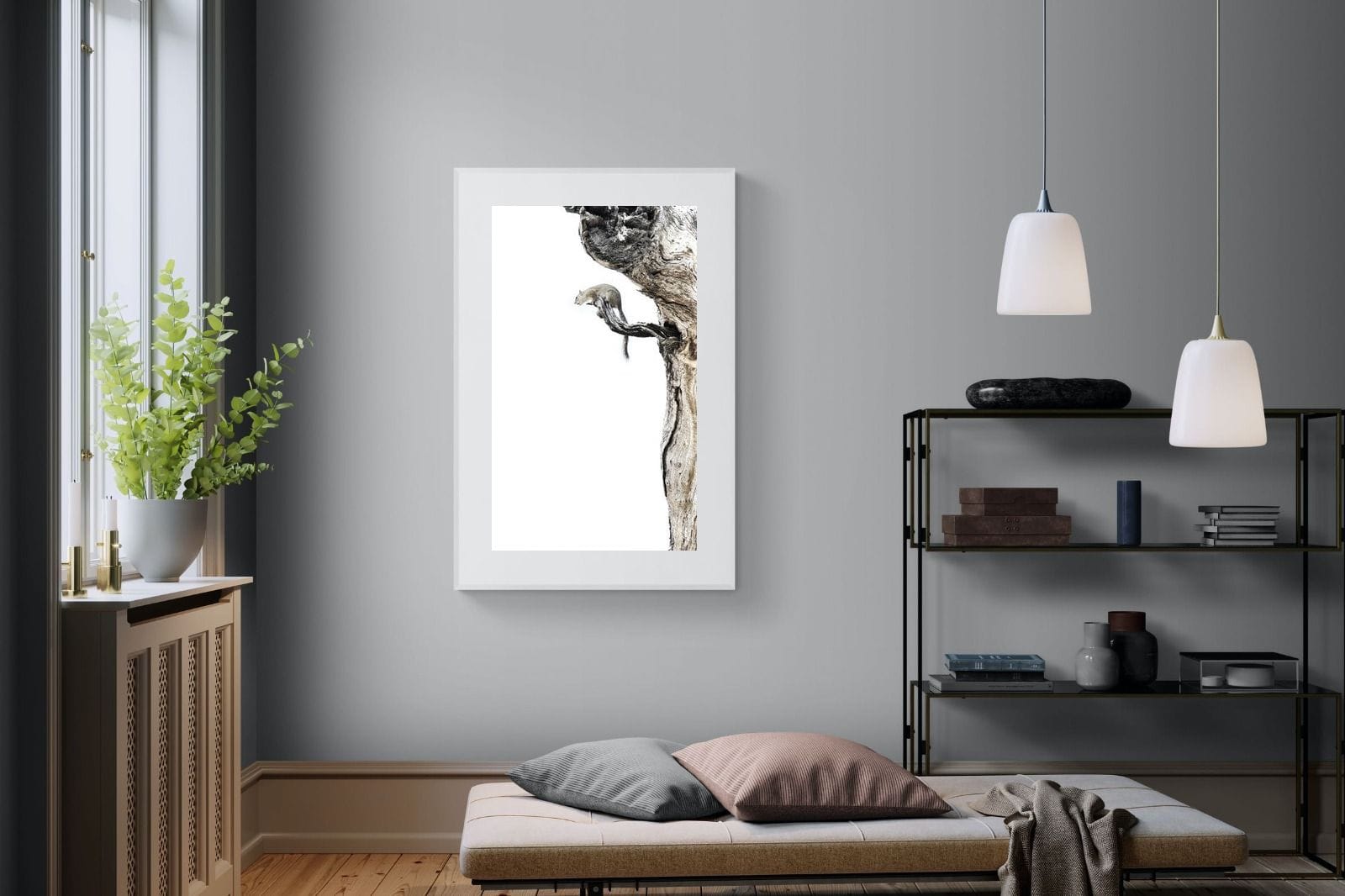 Tree Squirrel-Wall_Art-100 x 150cm-Framed Print-White-Pixalot