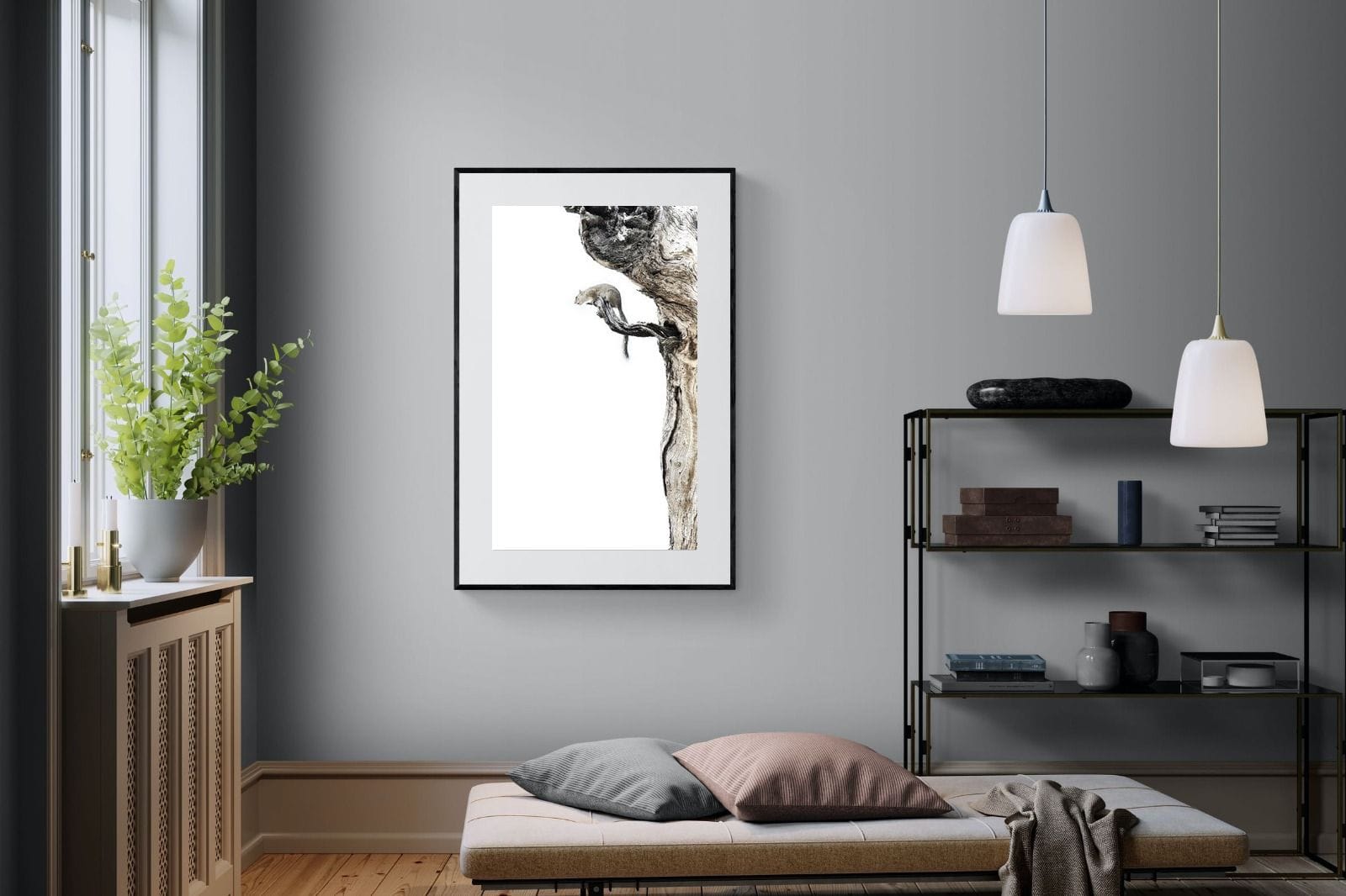 Tree Squirrel-Wall_Art-100 x 150cm-Framed Print-Black-Pixalot