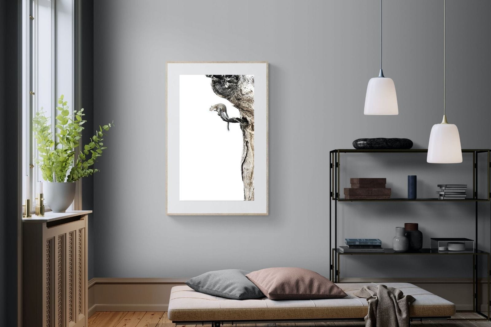 Tree Squirrel-Wall_Art-100 x 150cm-Framed Print-Wood-Pixalot