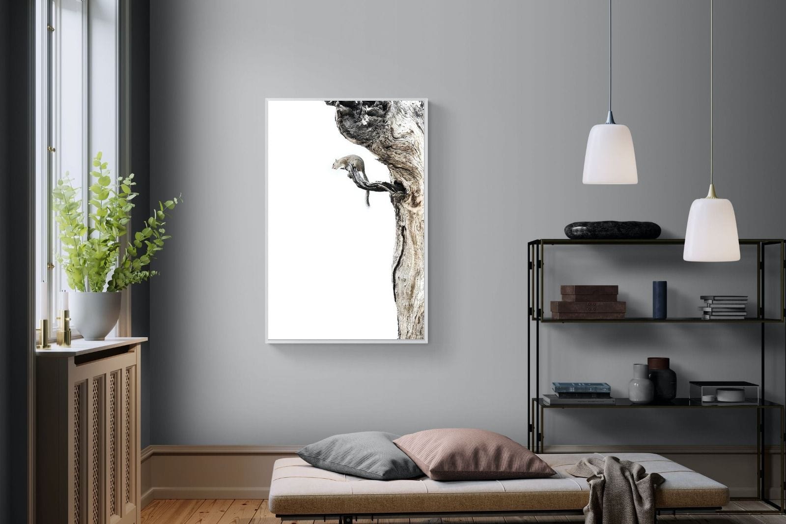 Tree Squirrel-Wall_Art-100 x 150cm-Mounted Canvas-White-Pixalot