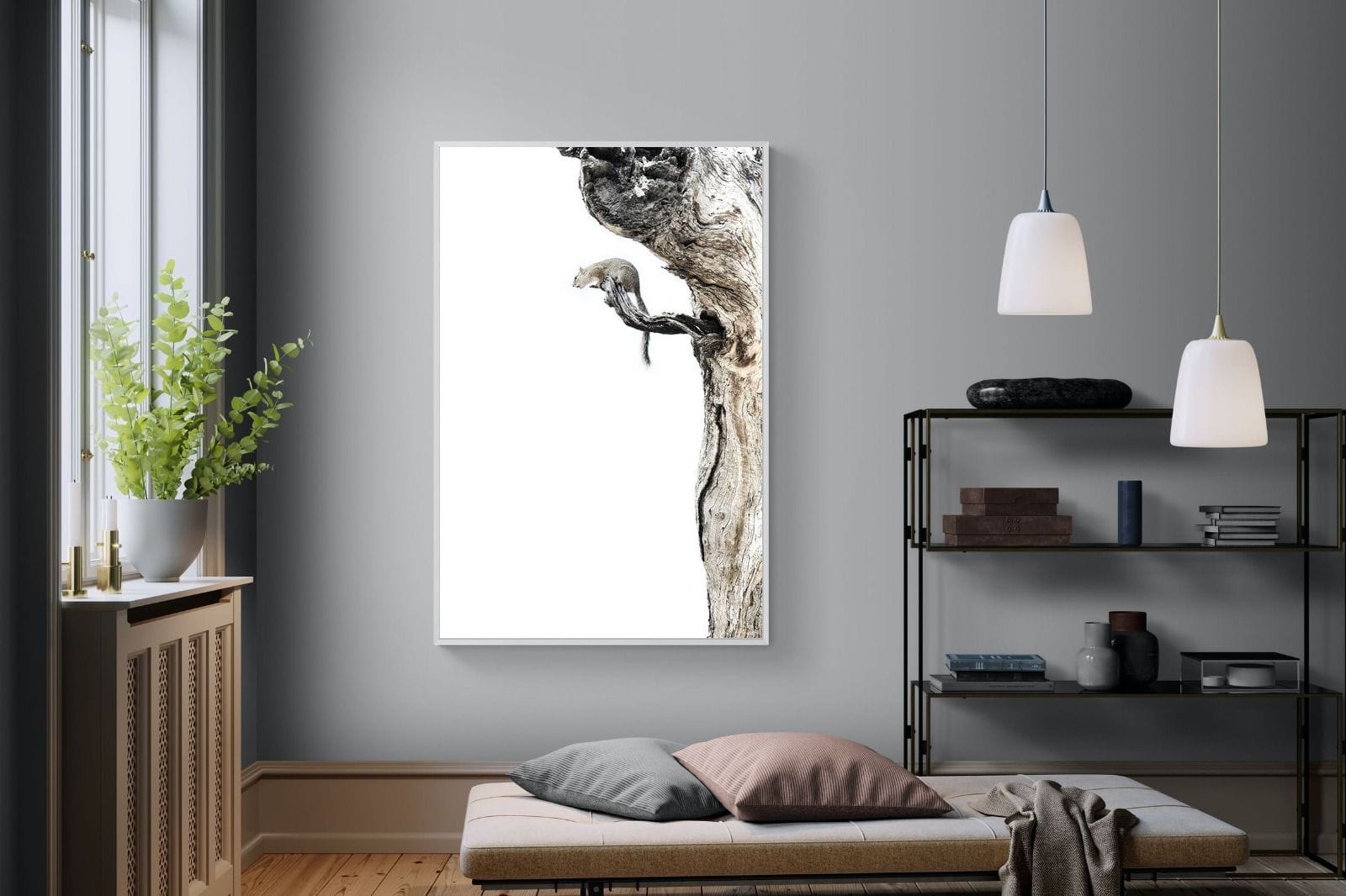 Tree Squirrel-Wall_Art-120 x 180cm-Mounted Canvas-White-Pixalot