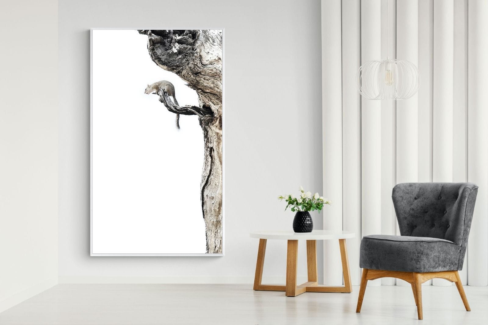 Tree Squirrel-Wall_Art-130 x 220cm-Mounted Canvas-White-Pixalot