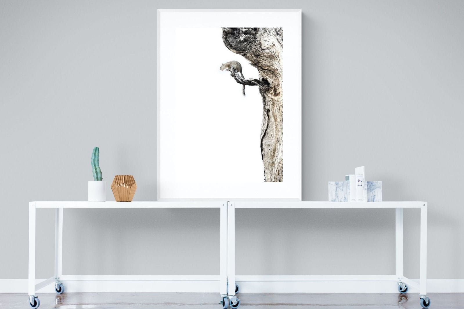 Tree Squirrel-Wall_Art-90 x 120cm-Framed Print-White-Pixalot