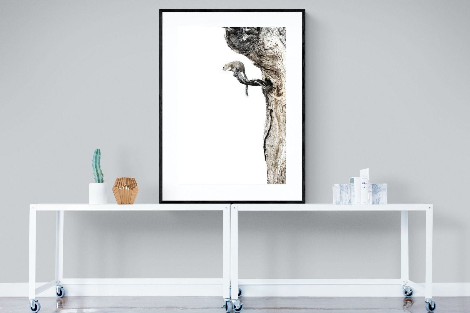 Tree Squirrel-Wall_Art-90 x 120cm-Framed Print-Black-Pixalot