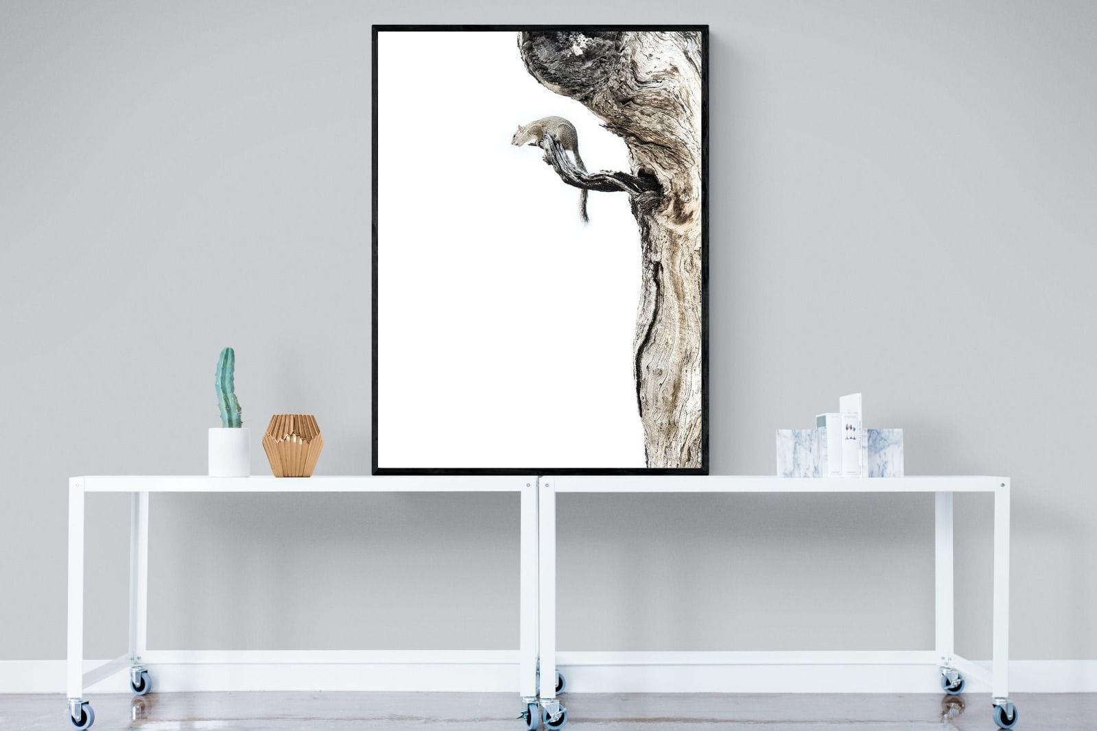 Tree Squirrel-Wall_Art-90 x 120cm-Mounted Canvas-Black-Pixalot
