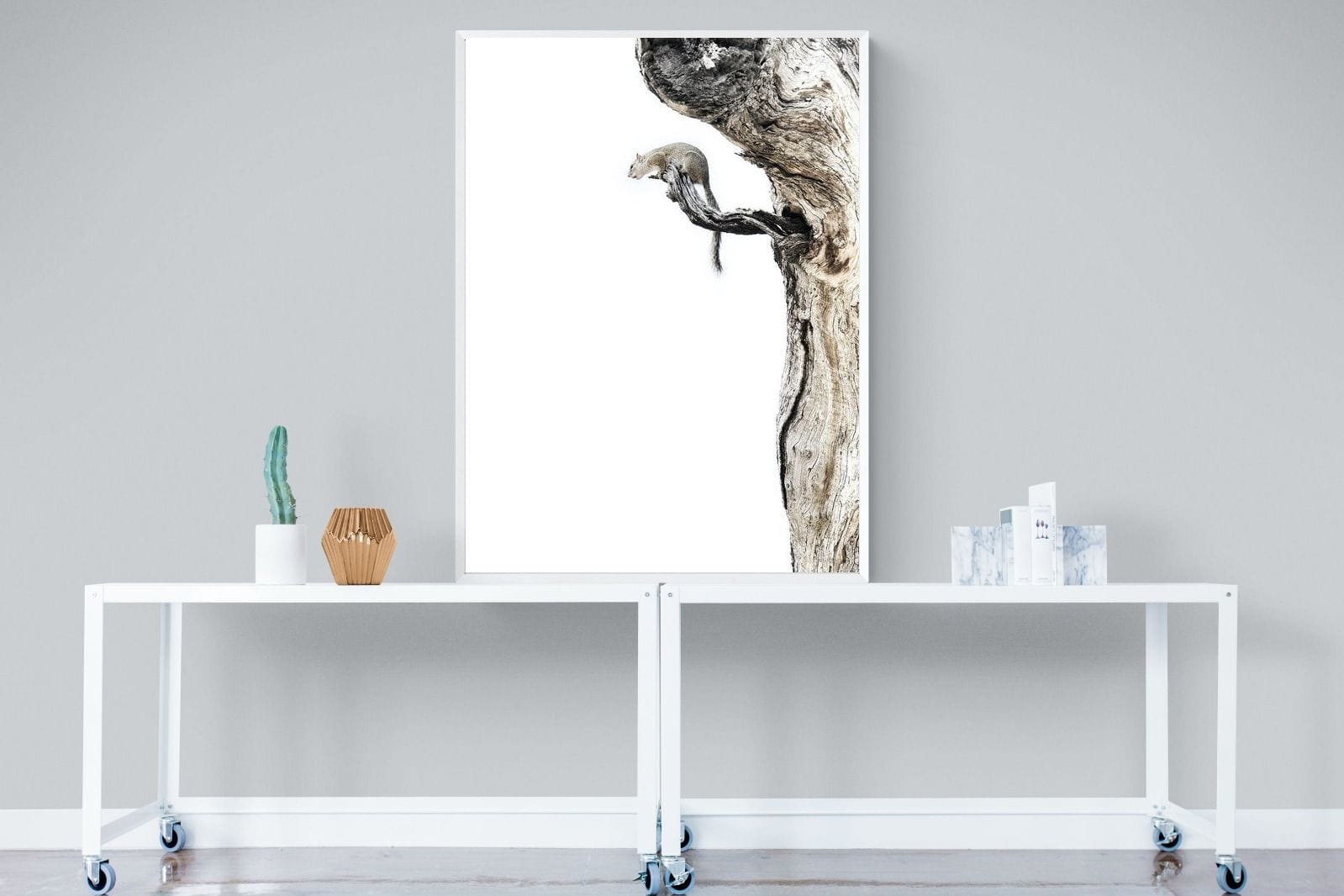Tree Squirrel-Wall_Art-90 x 120cm-Mounted Canvas-White-Pixalot