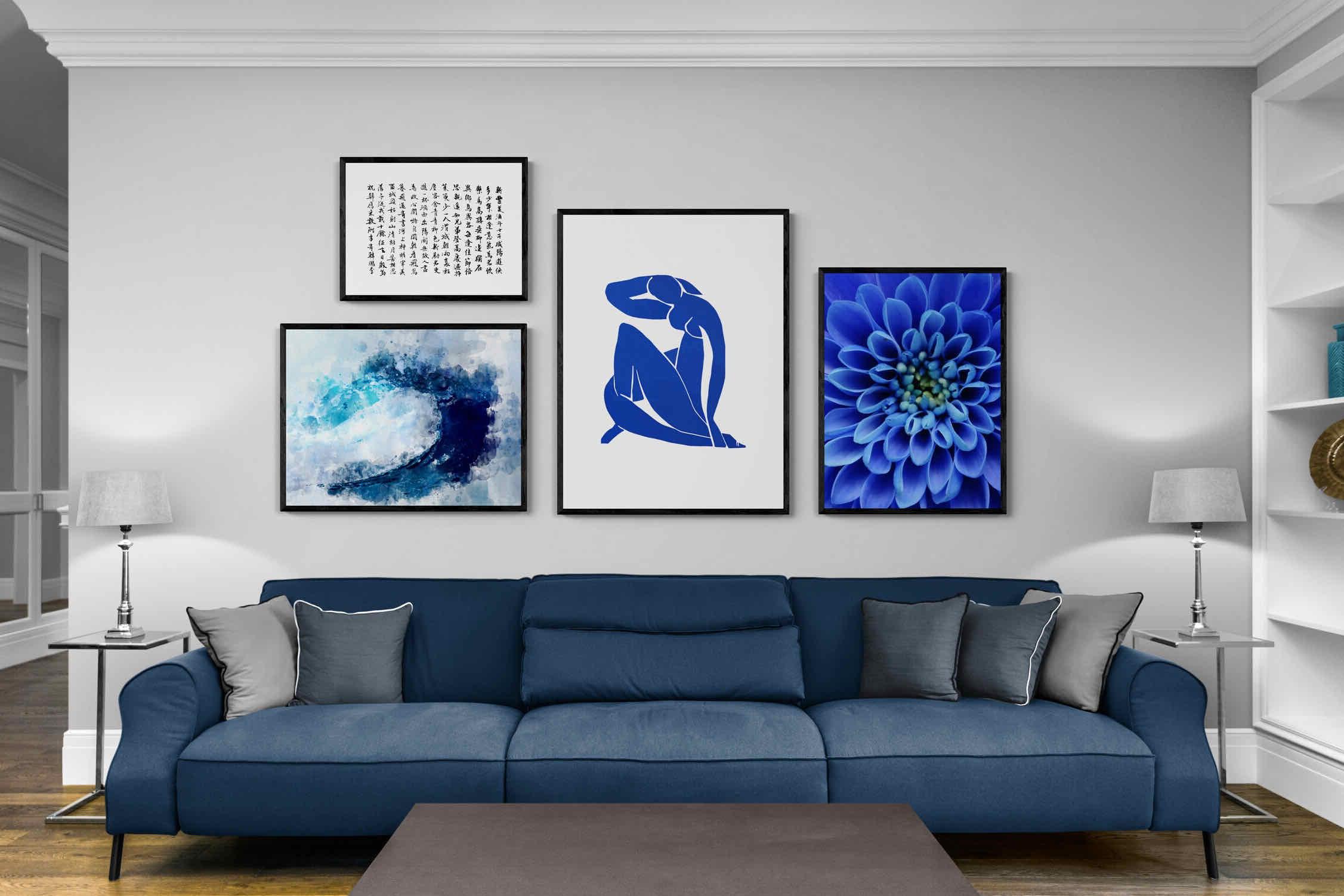 True Blue Gallery Wall Set-Wall_Art-Mounted Canvas-Black-Pixalot