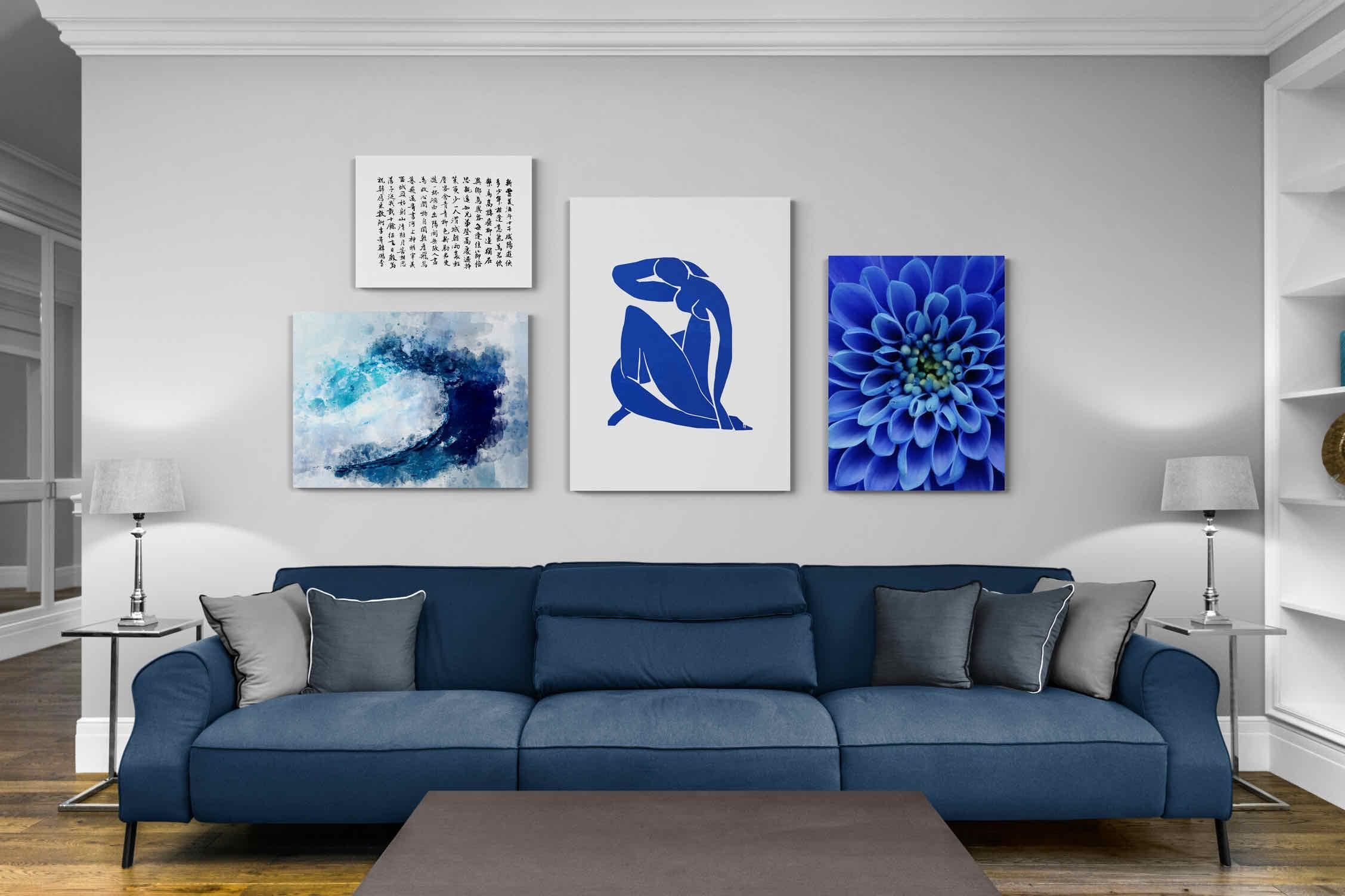 True Blue Gallery Wall Set-Wall_Art-Mounted Canvas-No Frame-Pixalot
