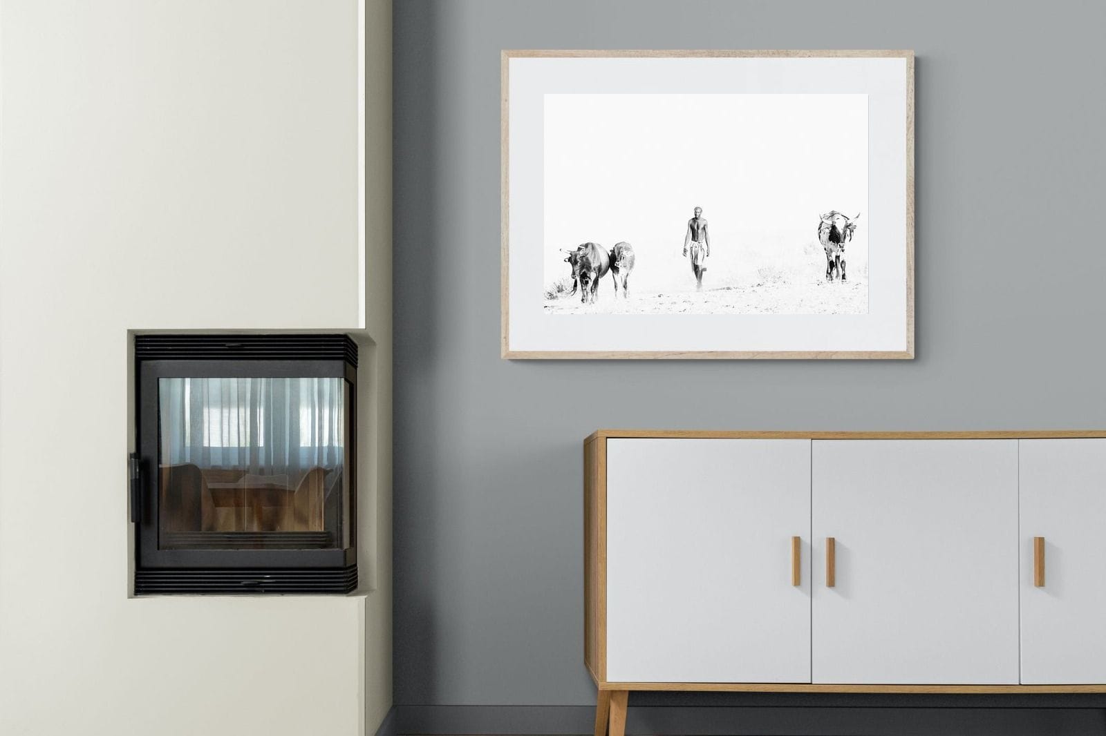 Turkana Herdsman-Wall_Art-100 x 75cm-Framed Print-Wood-Pixalot
