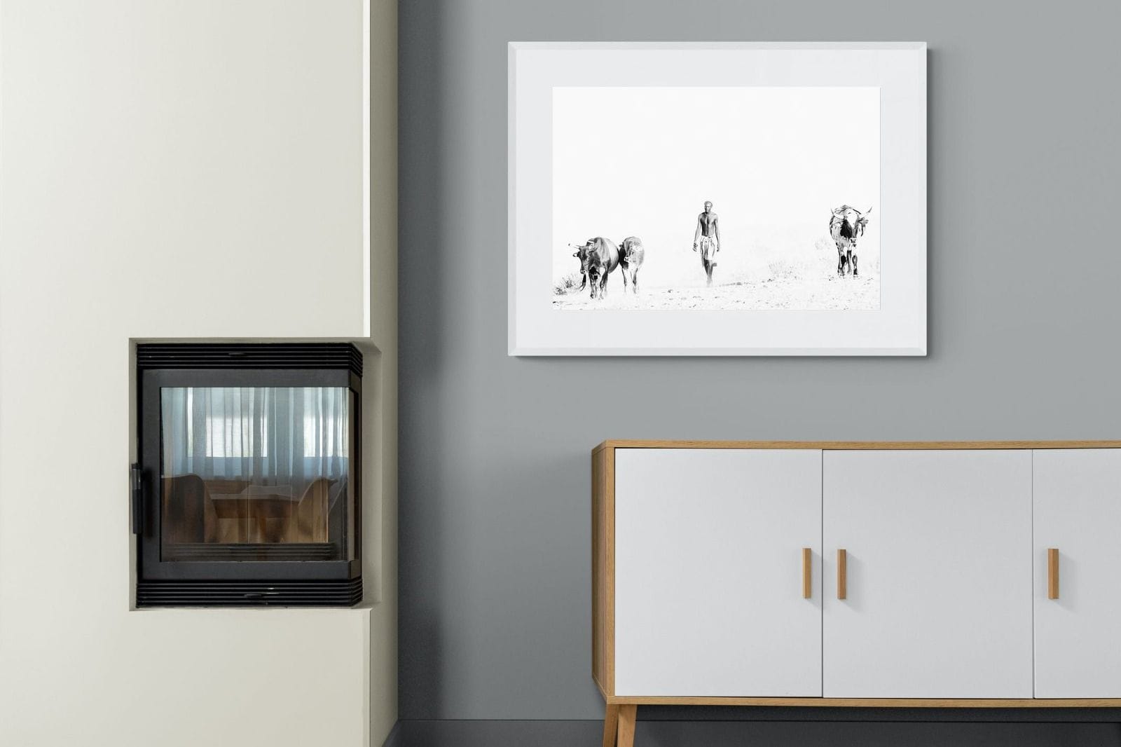 Turkana Herdsman-Wall_Art-100 x 75cm-Framed Print-White-Pixalot