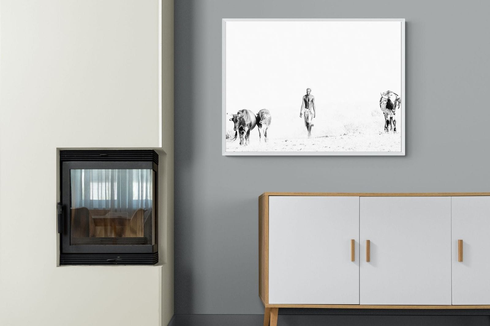 Turkana Herdsman-Wall_Art-100 x 75cm-Mounted Canvas-White-Pixalot