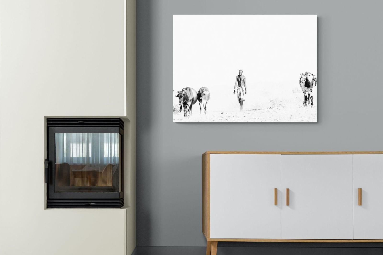 Turkana Herdsman-Wall_Art-100 x 75cm-Mounted Canvas-No Frame-Pixalot
