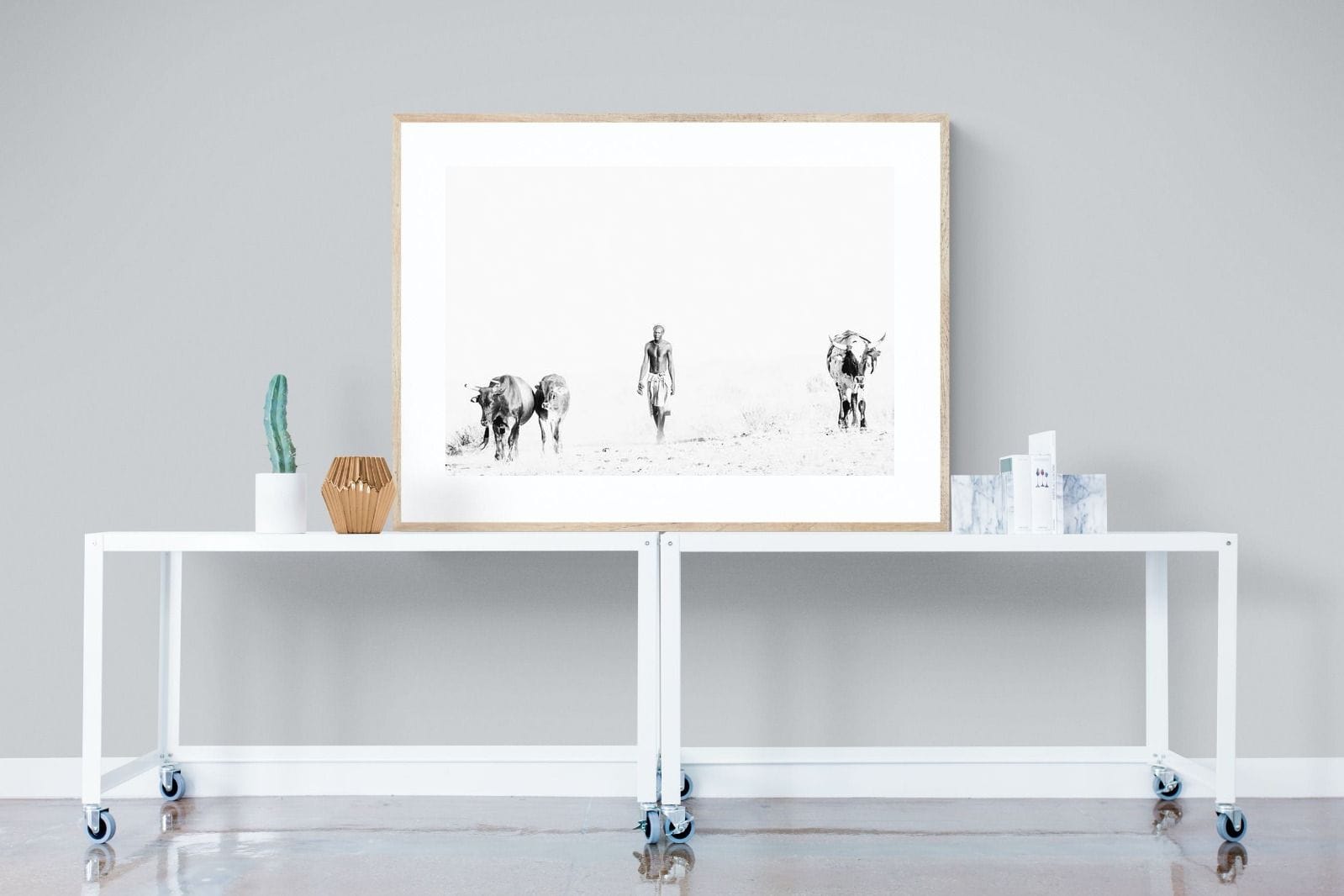 Turkana Herdsman-Wall_Art-120 x 90cm-Framed Print-Wood-Pixalot