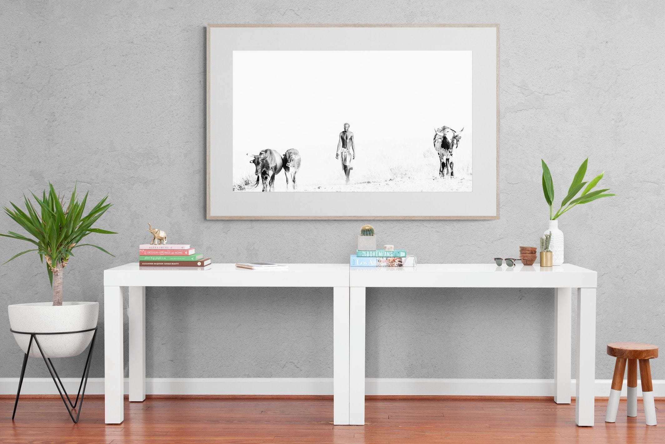 Turkana Herdsman-Wall_Art-150 x 100cm-Framed Print-Wood-Pixalot