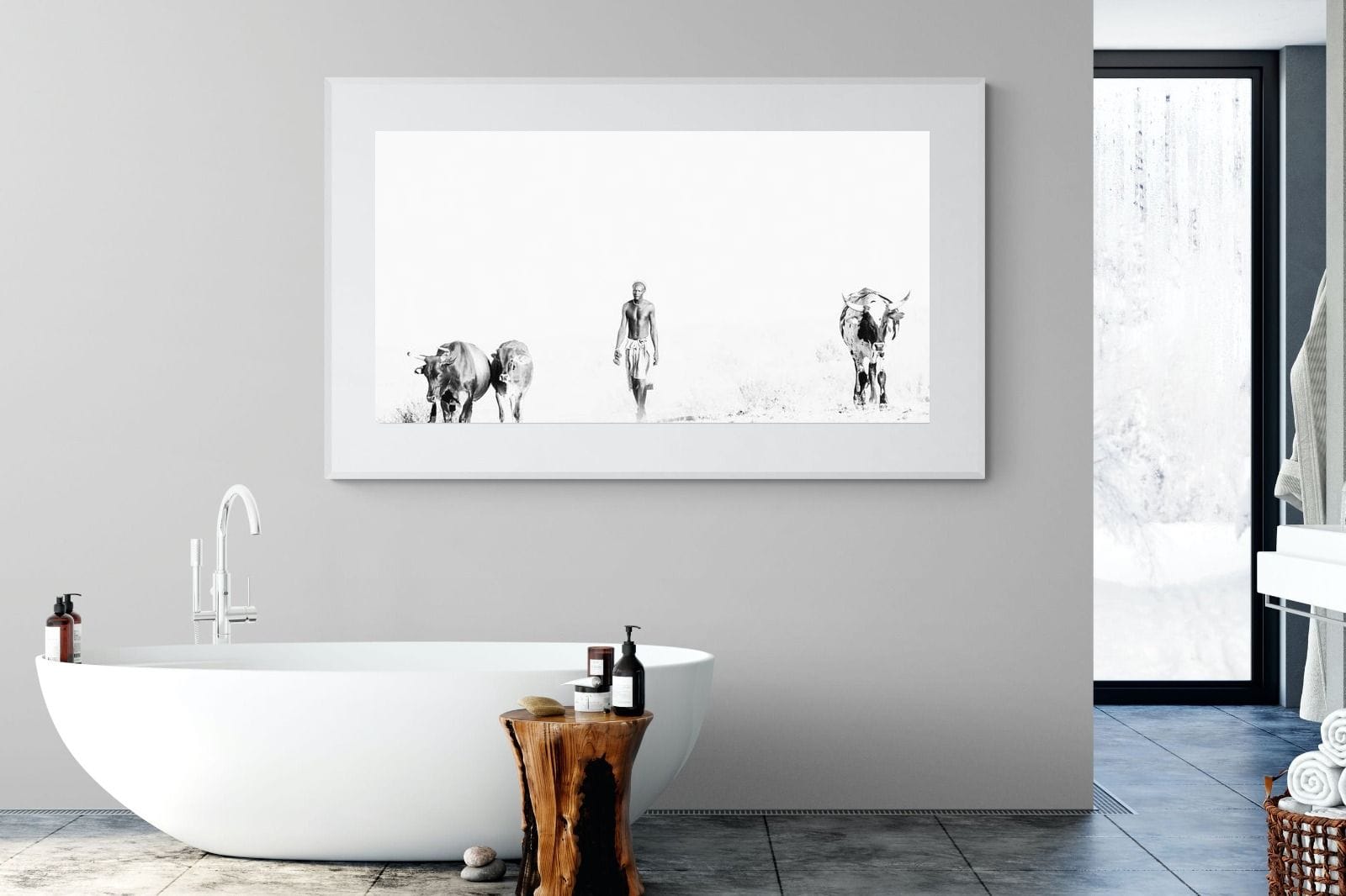 Turkana Herdsman-Wall_Art-180 x 110cm-Framed Print-White-Pixalot