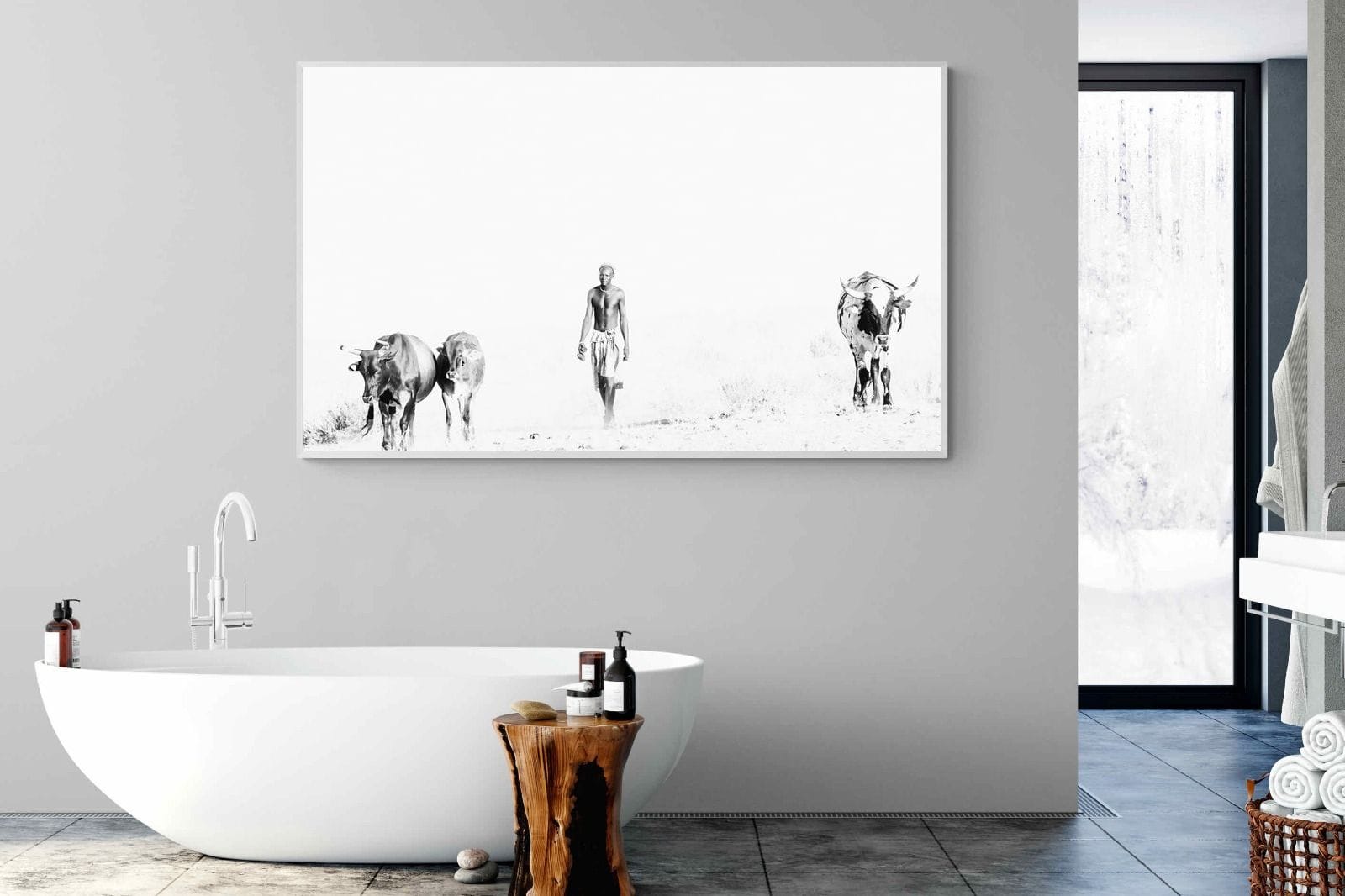 Turkana Herdsman-Wall_Art-180 x 110cm-Mounted Canvas-White-Pixalot