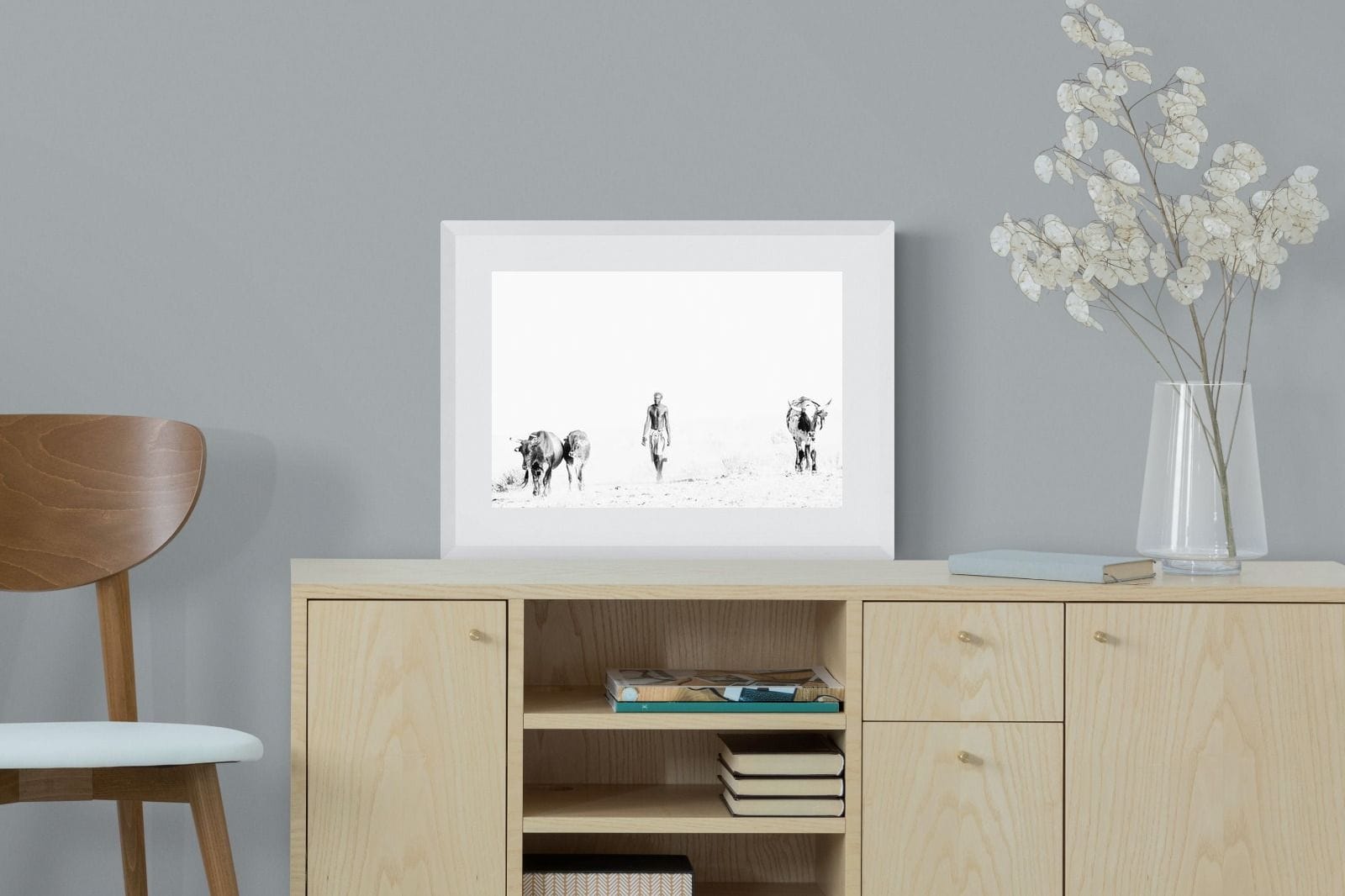 Turkana Herdsman-Wall_Art-60 x 45cm-Framed Print-White-Pixalot