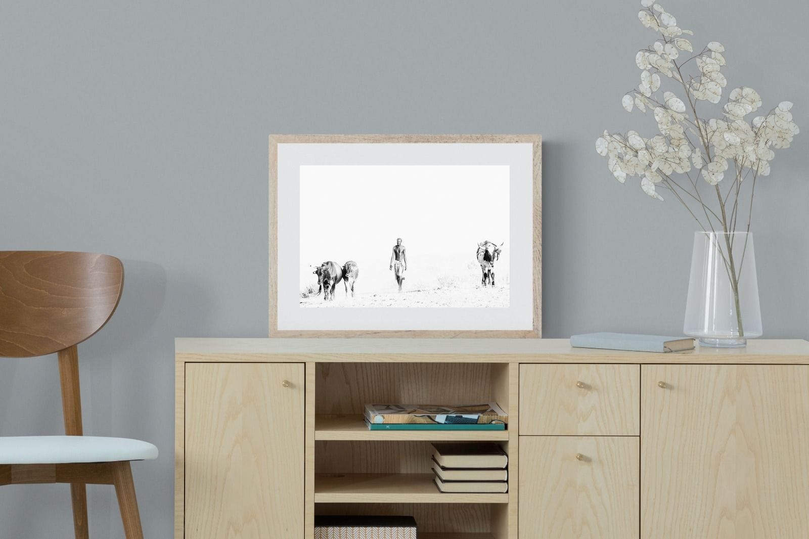 Turkana Herdsman-Wall_Art-60 x 45cm-Framed Print-Wood-Pixalot