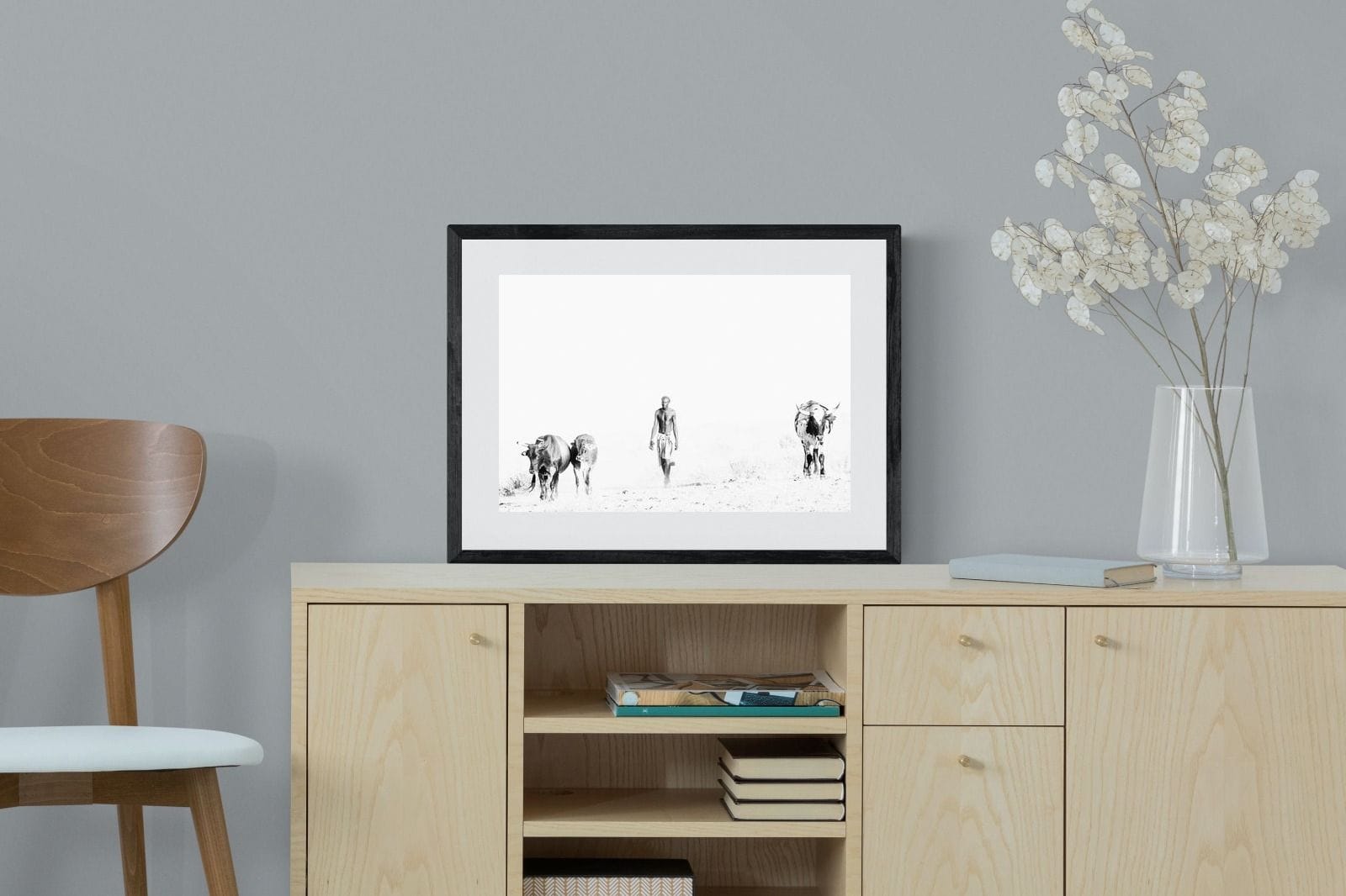 Turkana Herdsman-Wall_Art-60 x 45cm-Framed Print-Black-Pixalot
