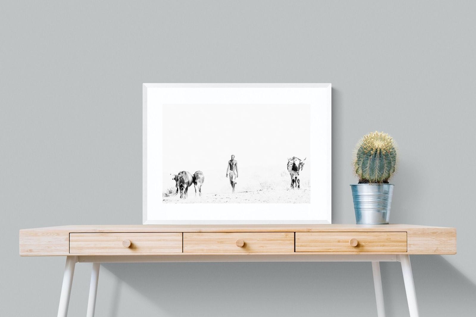 Turkana Herdsman-Wall_Art-80 x 60cm-Framed Print-White-Pixalot