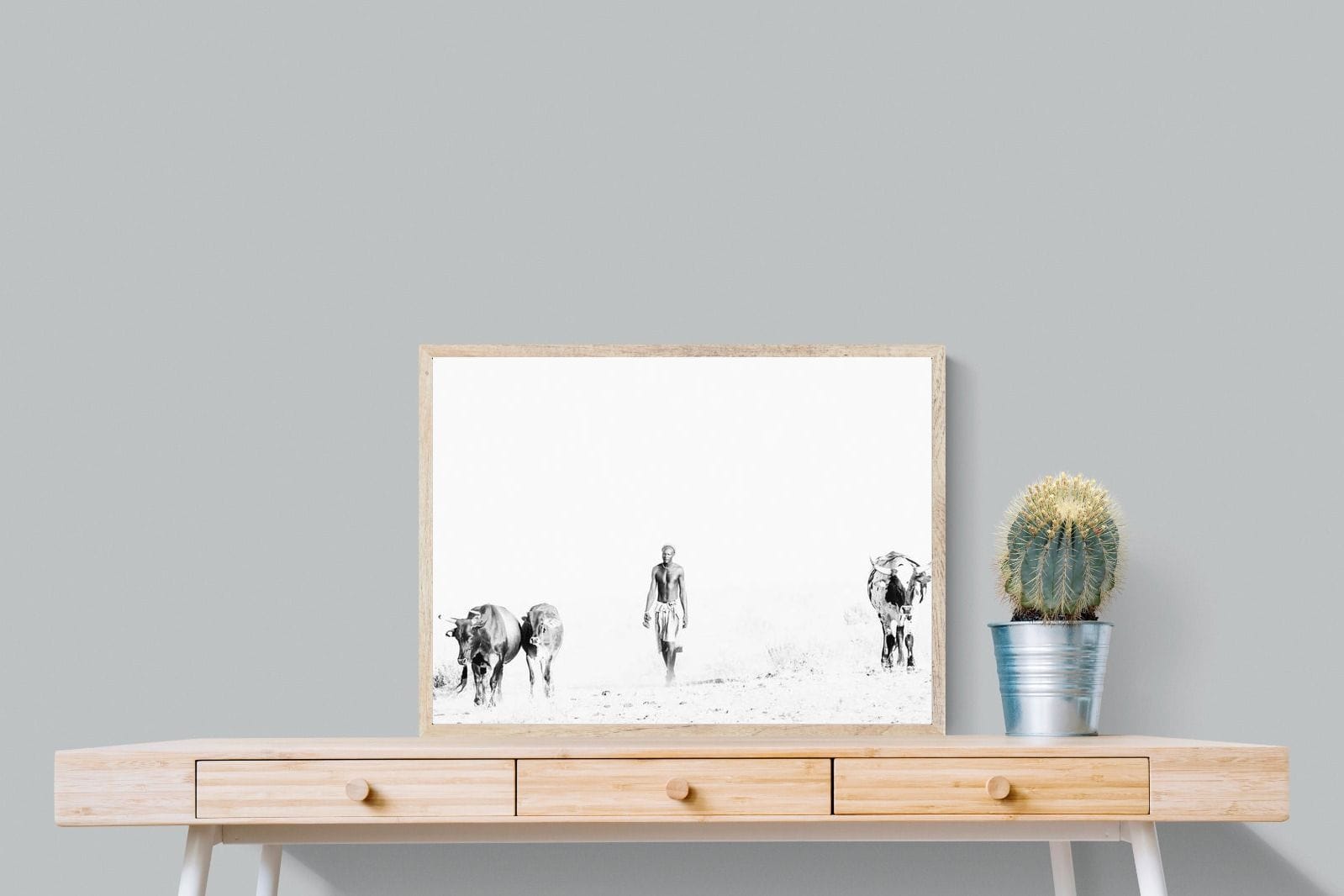 Turkana Herdsman-Wall_Art-80 x 60cm-Mounted Canvas-Wood-Pixalot