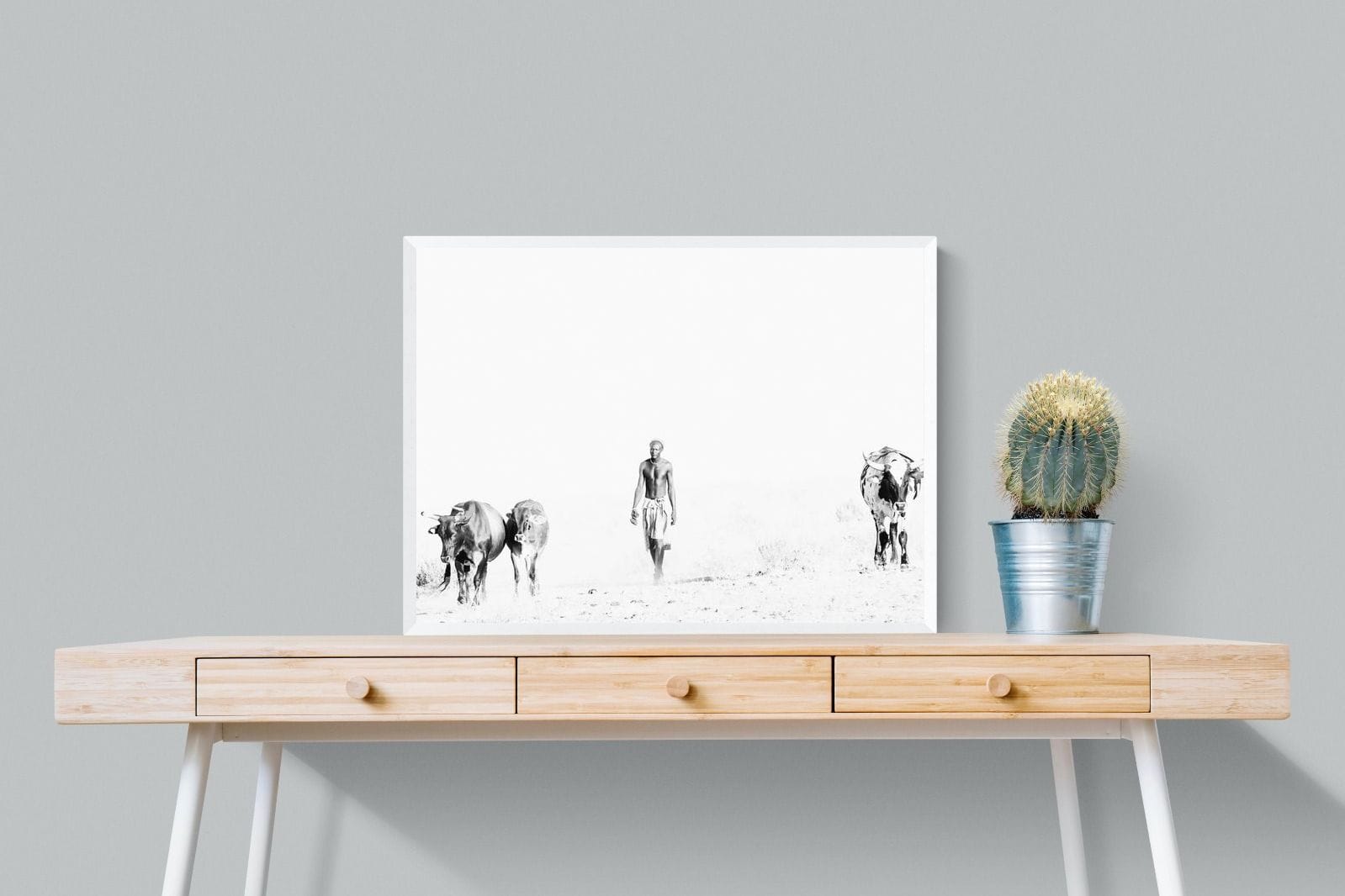 Turkana Herdsman-Wall_Art-80 x 60cm-Mounted Canvas-White-Pixalot