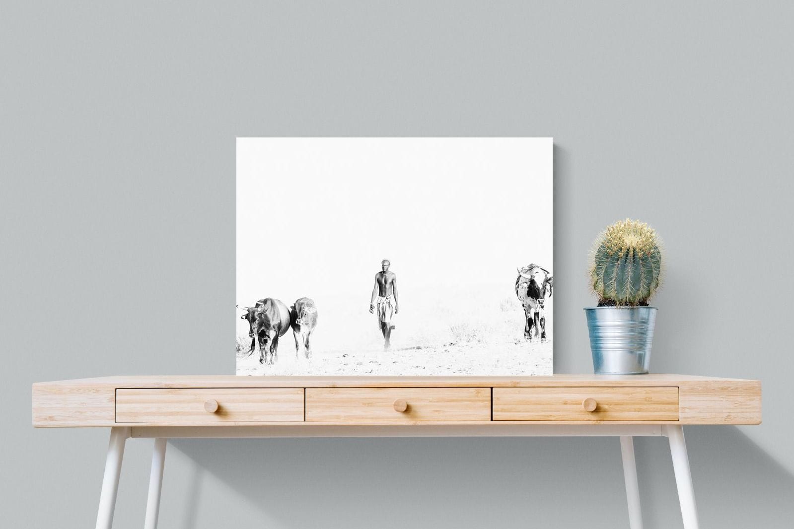 Turkana Herdsman-Wall_Art-80 x 60cm-Mounted Canvas-No Frame-Pixalot