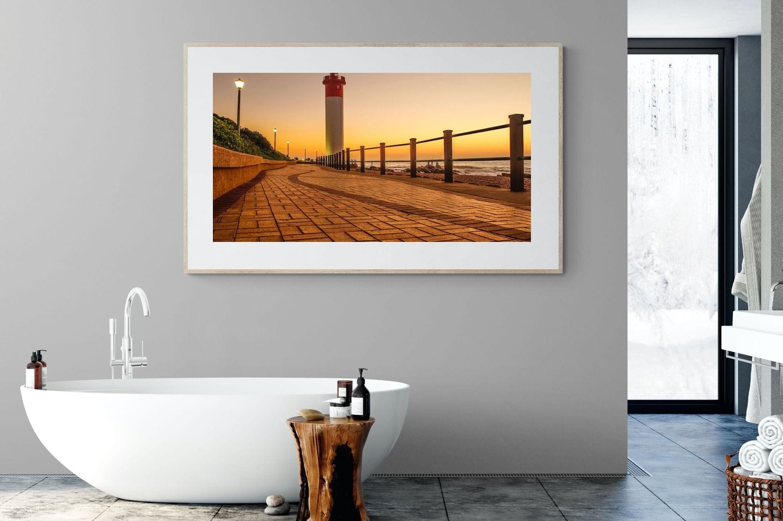 Umhlanga Promenade-Wall_Art-180 x 110cm-Framed Print-Wood-Pixalot