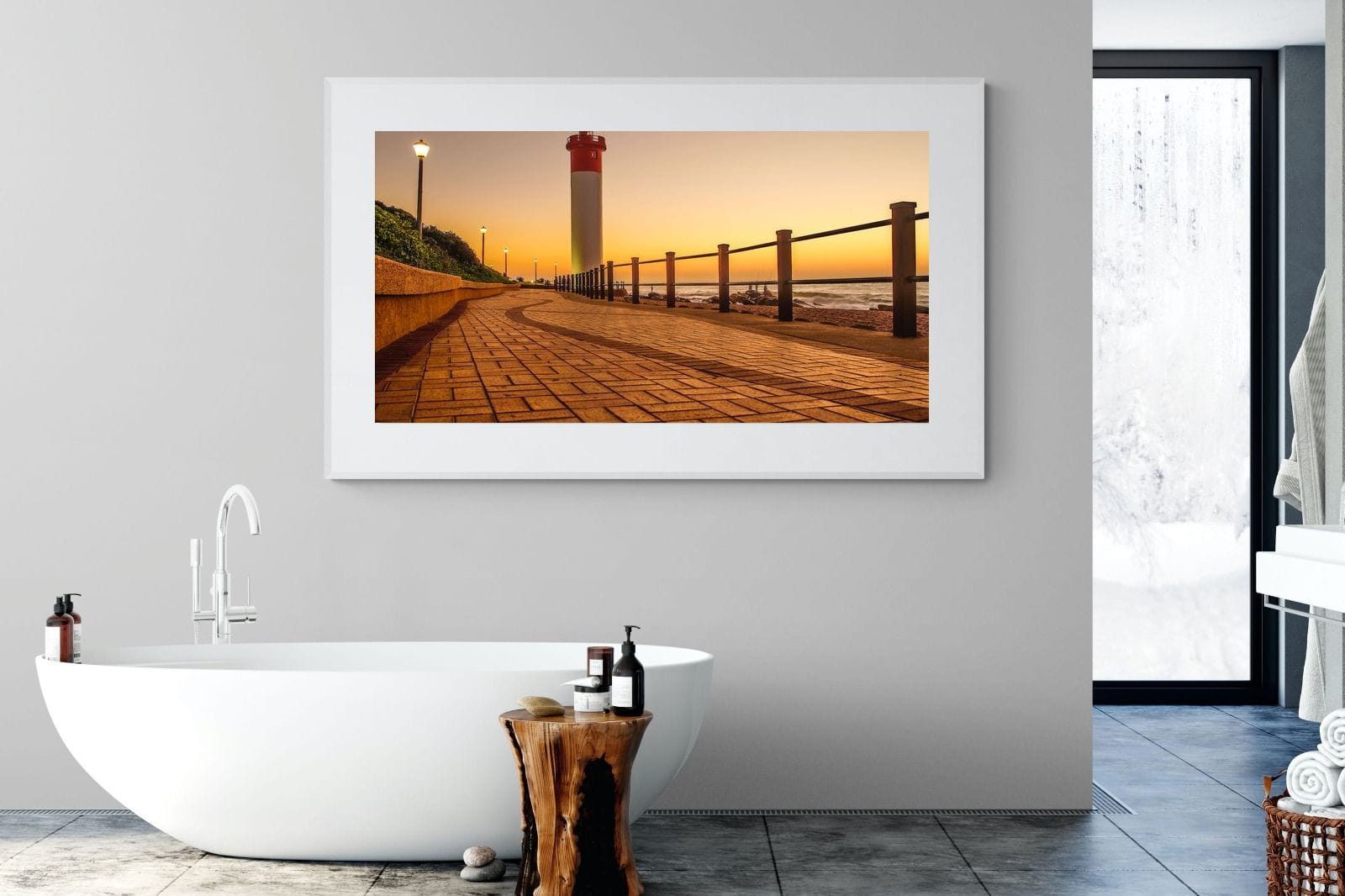 Umhlanga Promenade-Wall_Art-180 x 110cm-Framed Print-White-Pixalot