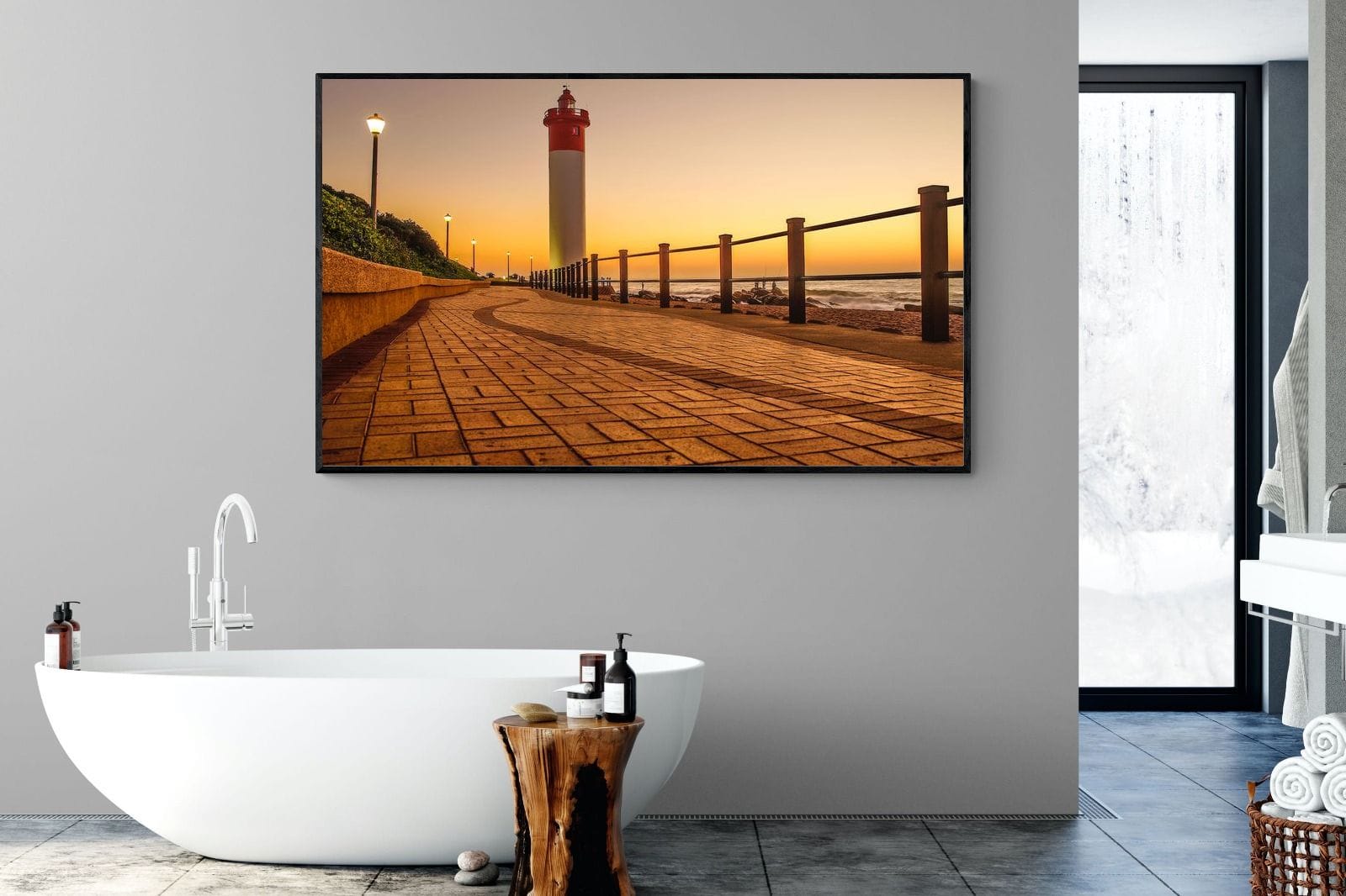 Umhlanga Promenade-Wall_Art-180 x 110cm-Mounted Canvas-Black-Pixalot