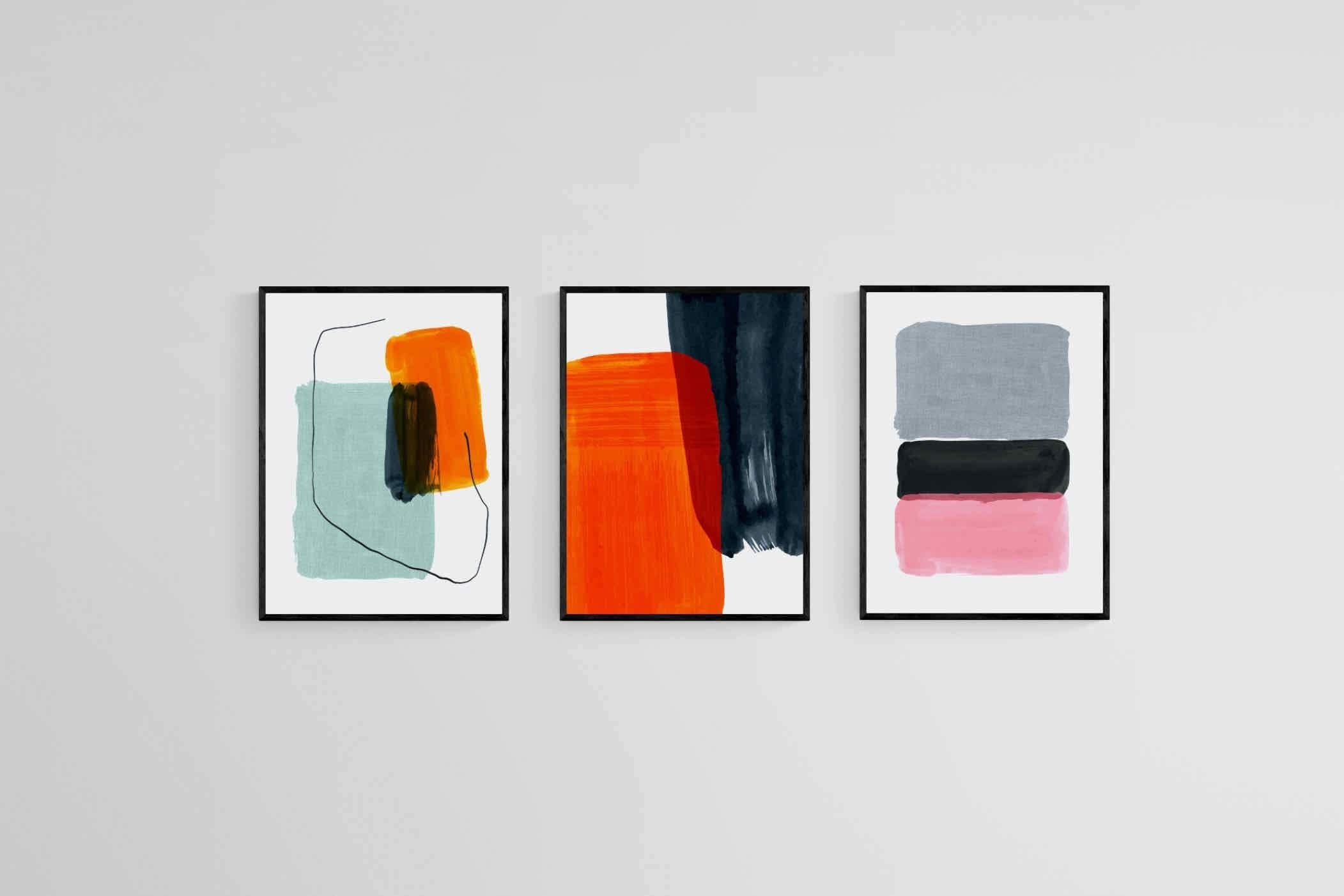 Vibrant Set-Wall_Art-45 x 60cm (x3)-Mounted Canvas-Black-Pixalot