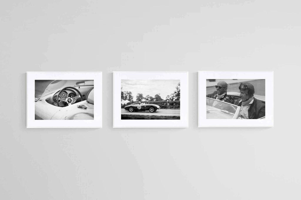 Vintage Grand Prix Set-Wall_Art-60 x 45cm (x3)-Framed Print-White-Pixalot