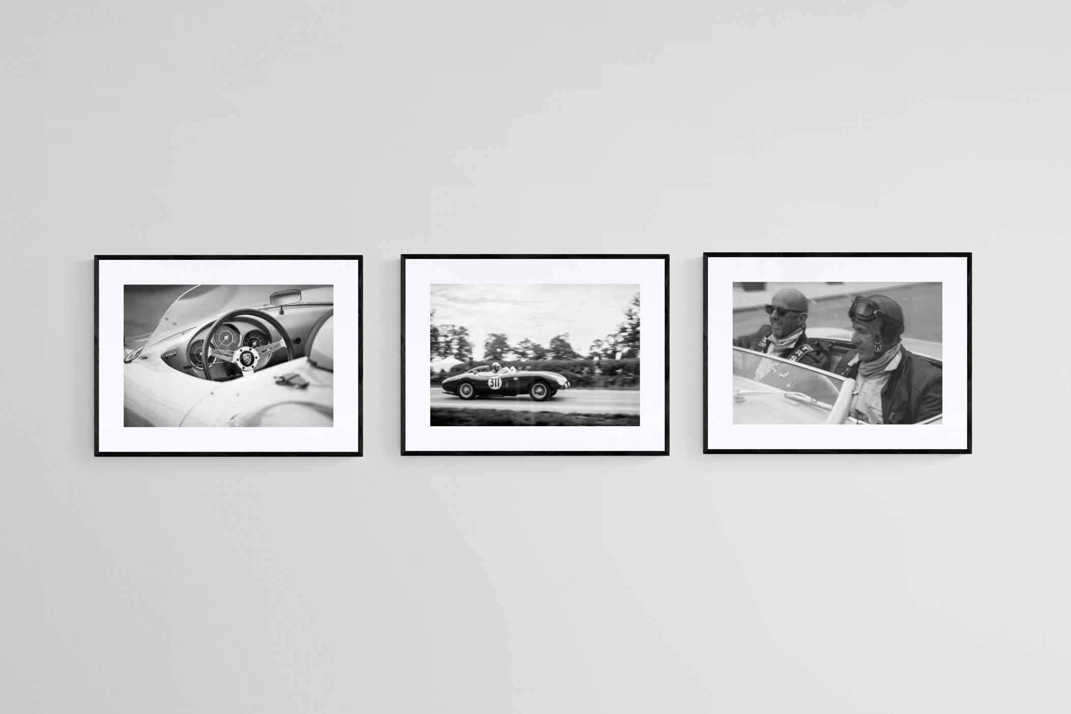 Vintage Grand Prix Set-Wall_Art-60 x 45cm (x3)-Framed Print-Black-Pixalot