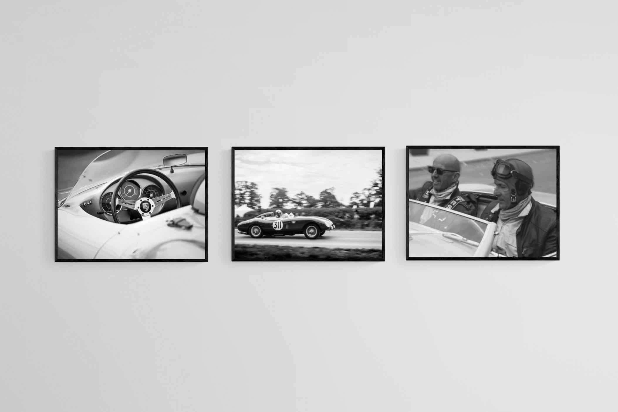 Vintage Grand Prix Set-Wall_Art-60 x 45cm (x3)-Mounted Canvas-Black-Pixalot