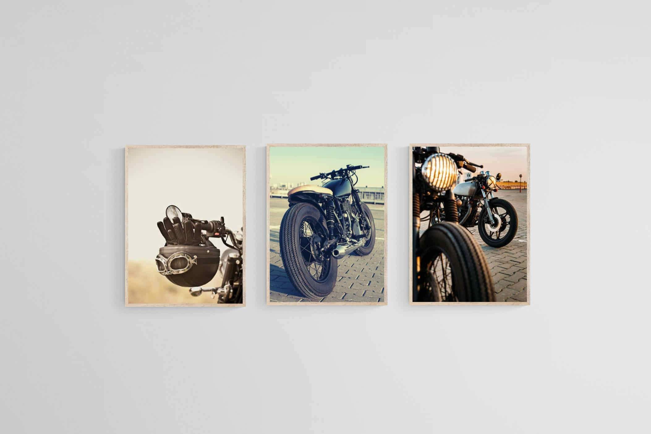 Vintage Motorcycle Set-Wall_Art-45 x 60cm (x3)-Mounted Canvas-Wood-Pixalot