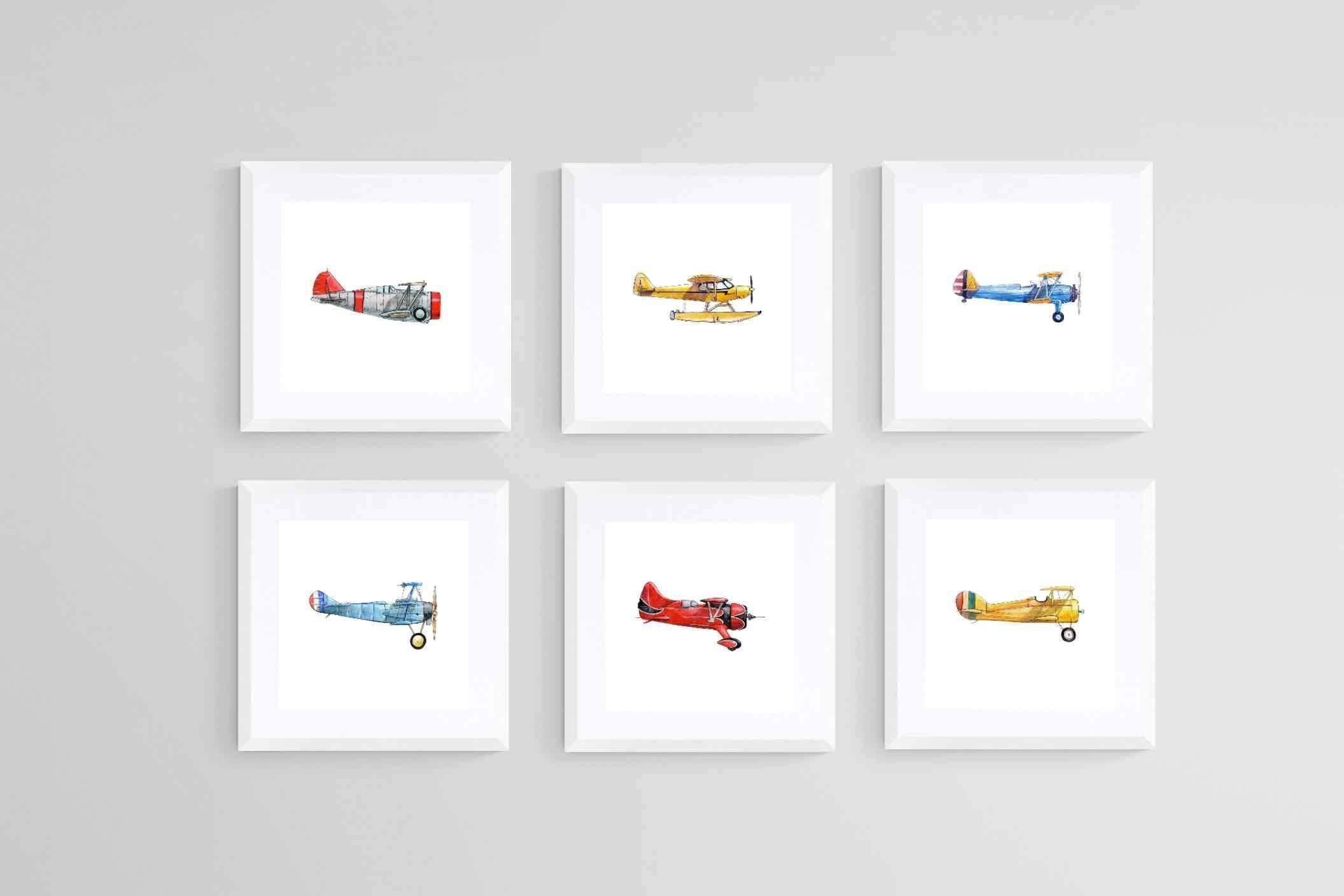 Vintage Planes Set-Wall_Art-30 x 30cm (x6)-Framed Print-White-Pixalot